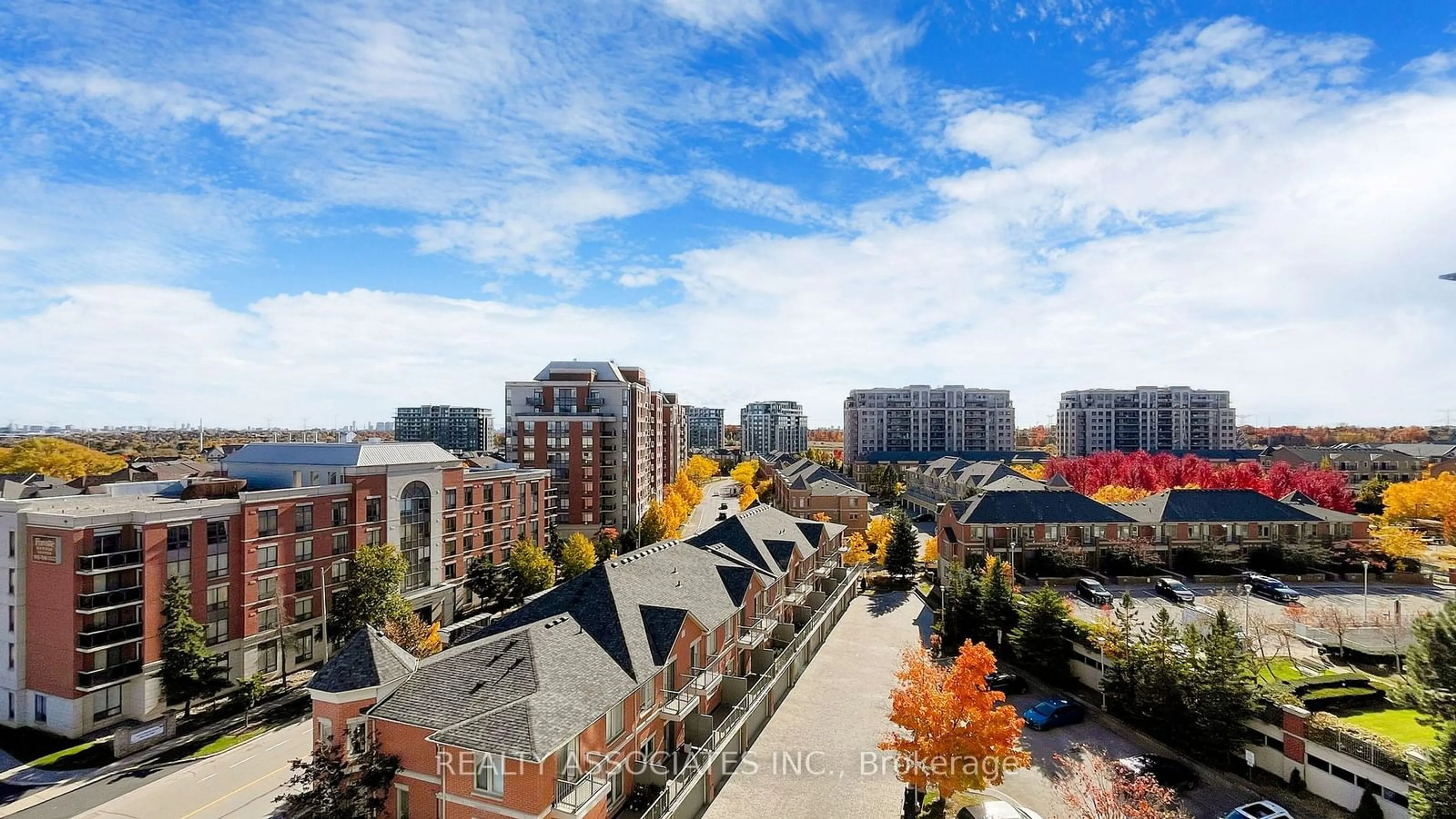 A pic from exterior of the house or condo, the view of city buildings for 88 Times Ave #906, Markham Ontario L3T 7Z4