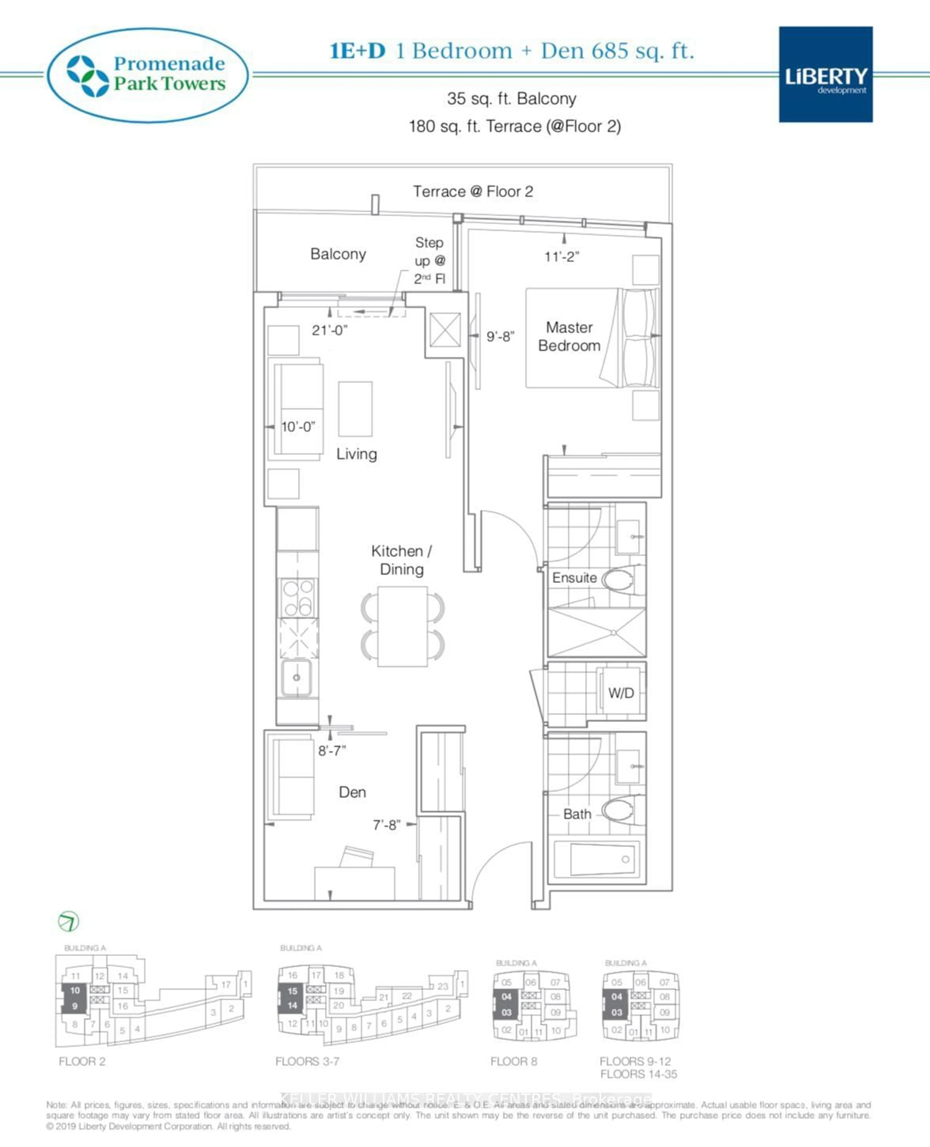 Floor plan for 1 Promenade Circ #A-2703, Vaughan Ontario L4J 4P8