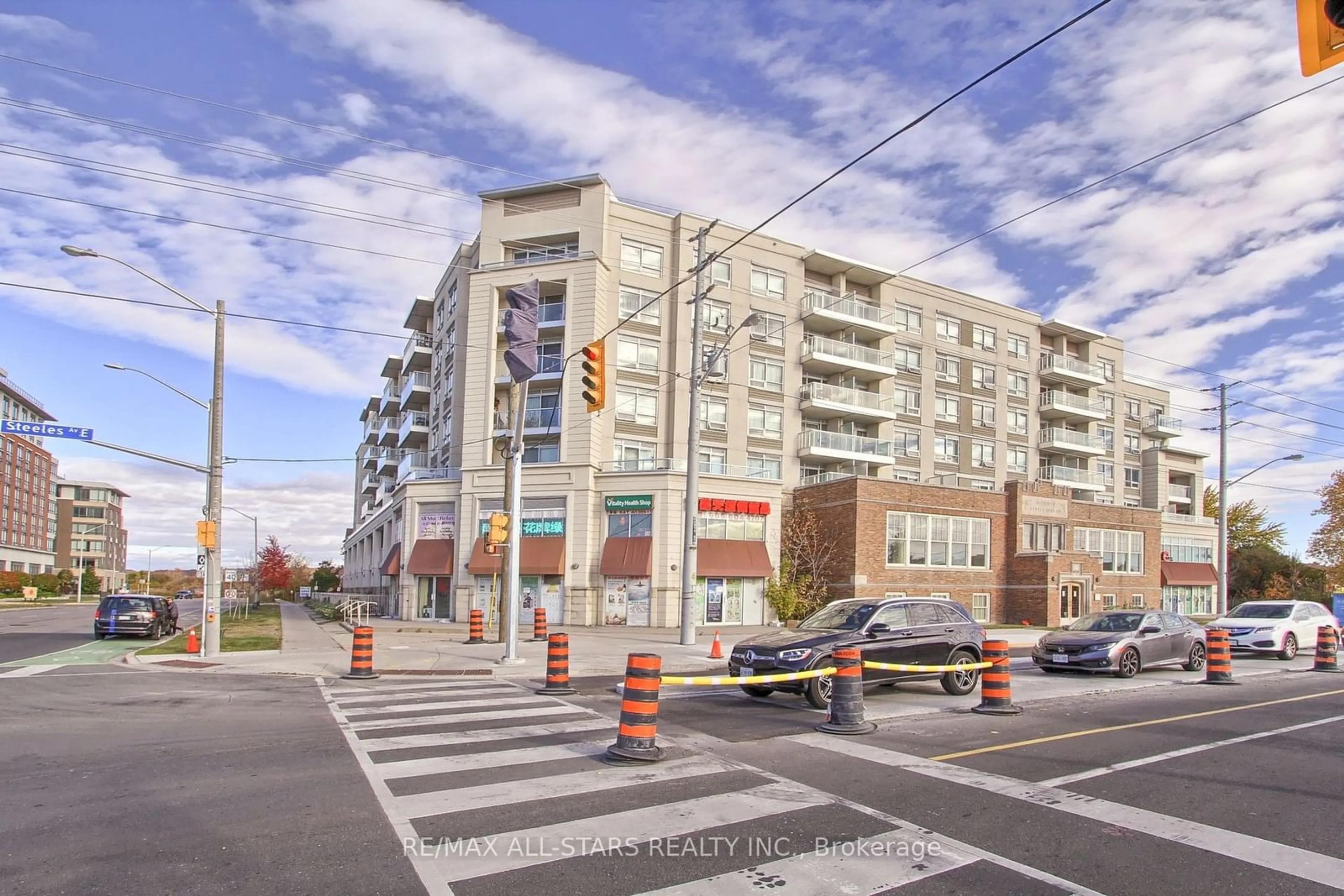 A pic from exterior of the house or condo, the street view for 4600 steeles Ave #610, Markham Ontario L3R 5J1