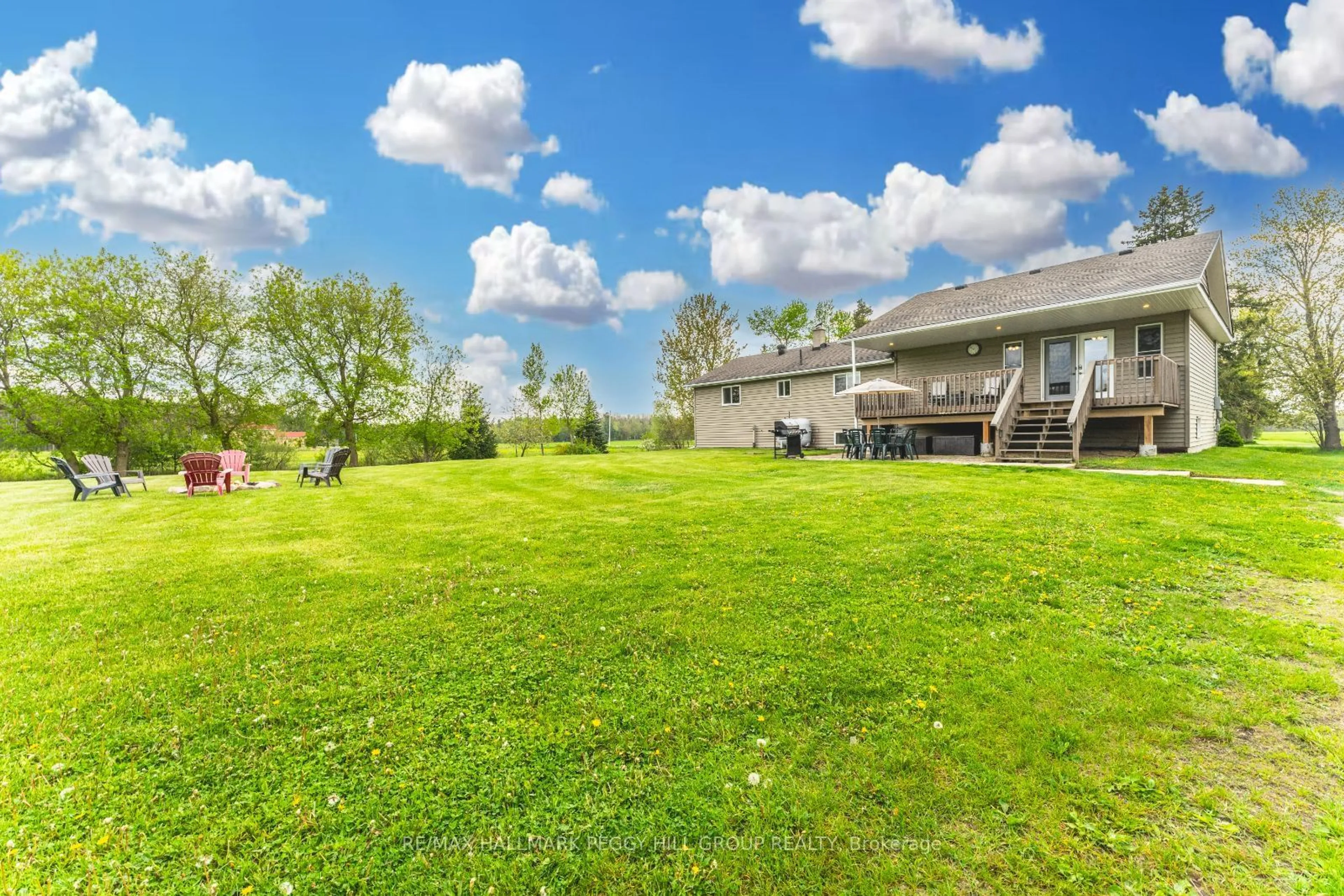 Patio, the fenced backyard for 8747 10th Line, Essa Ontario L4M 4S4