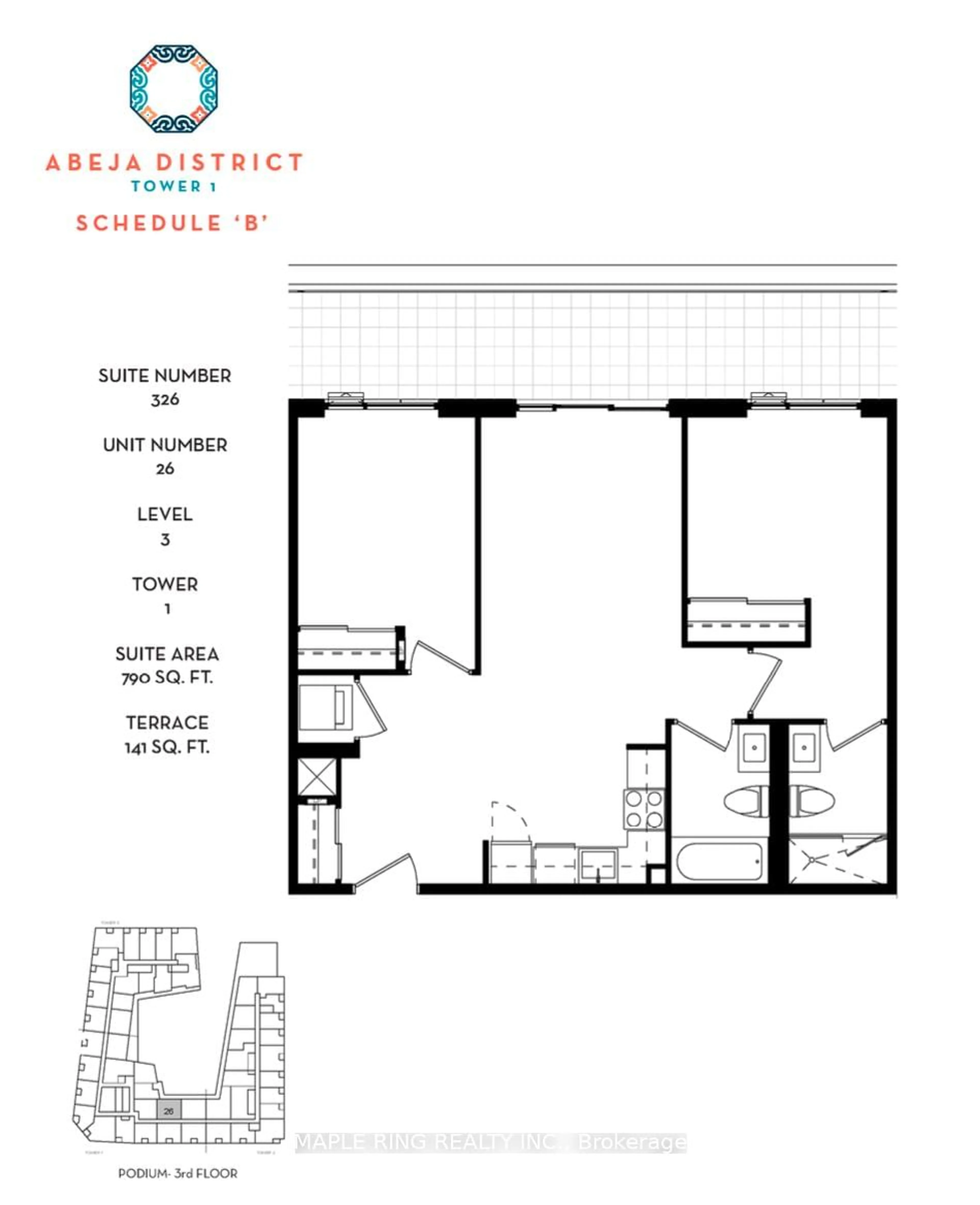 Floor plan for 10 Abeja St #326, Vaughan Ontario L4K 0R4