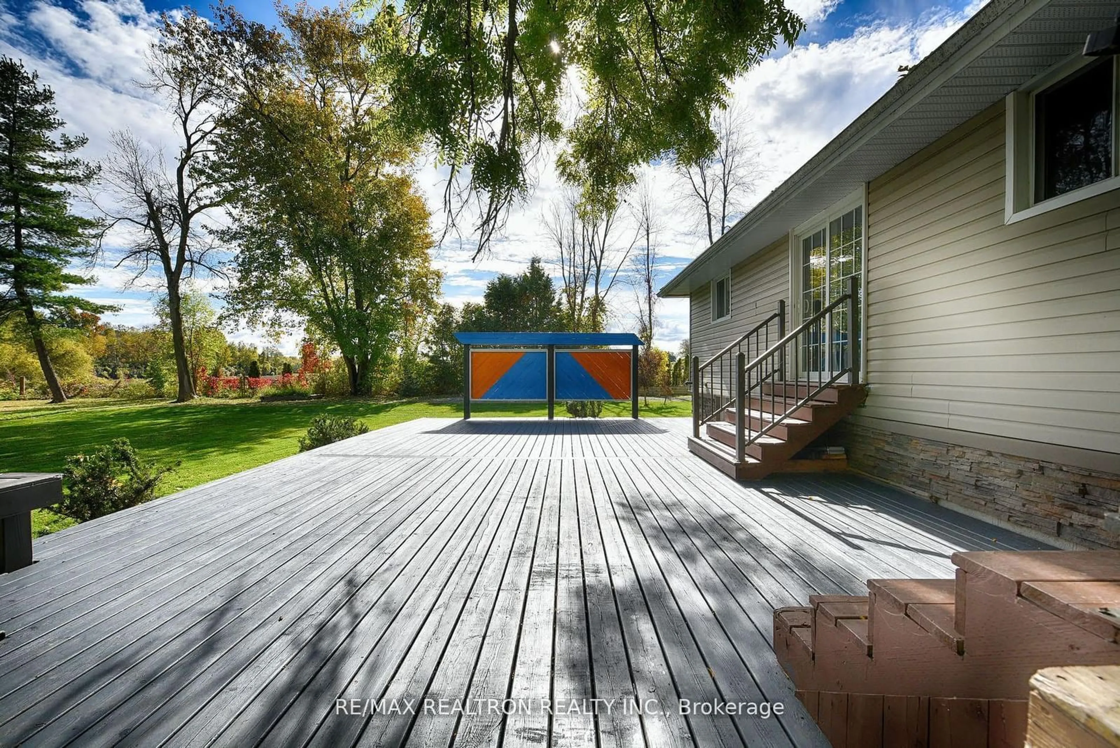 Patio, the fenced backyard for 27001 Civic Centre Rd, Georgina Ontario L4P 3E9