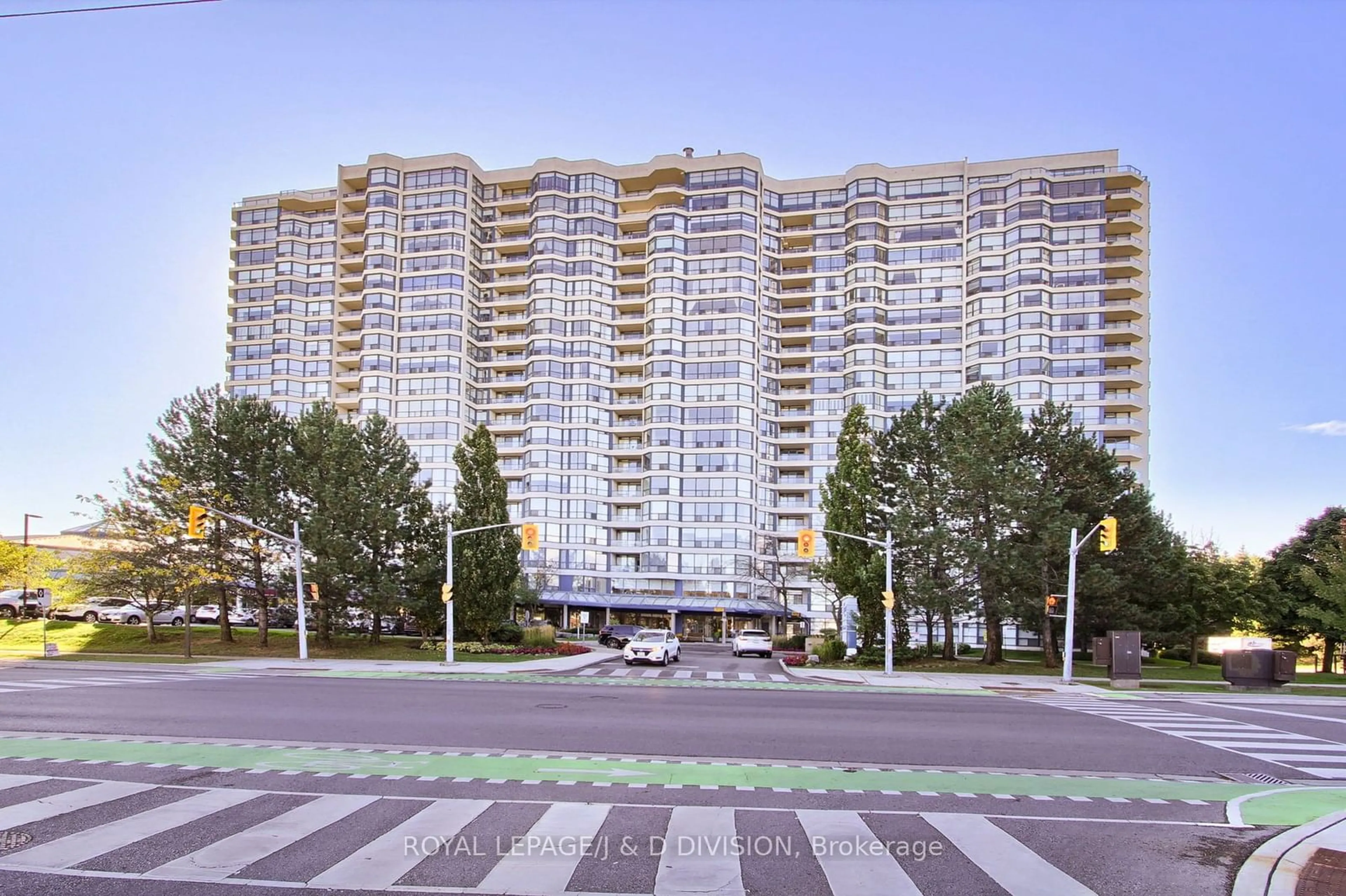 A pic from exterior of the house or condo, the street view for 1 Clark Ave #704, Vaughan Ontario L4J 7Y6