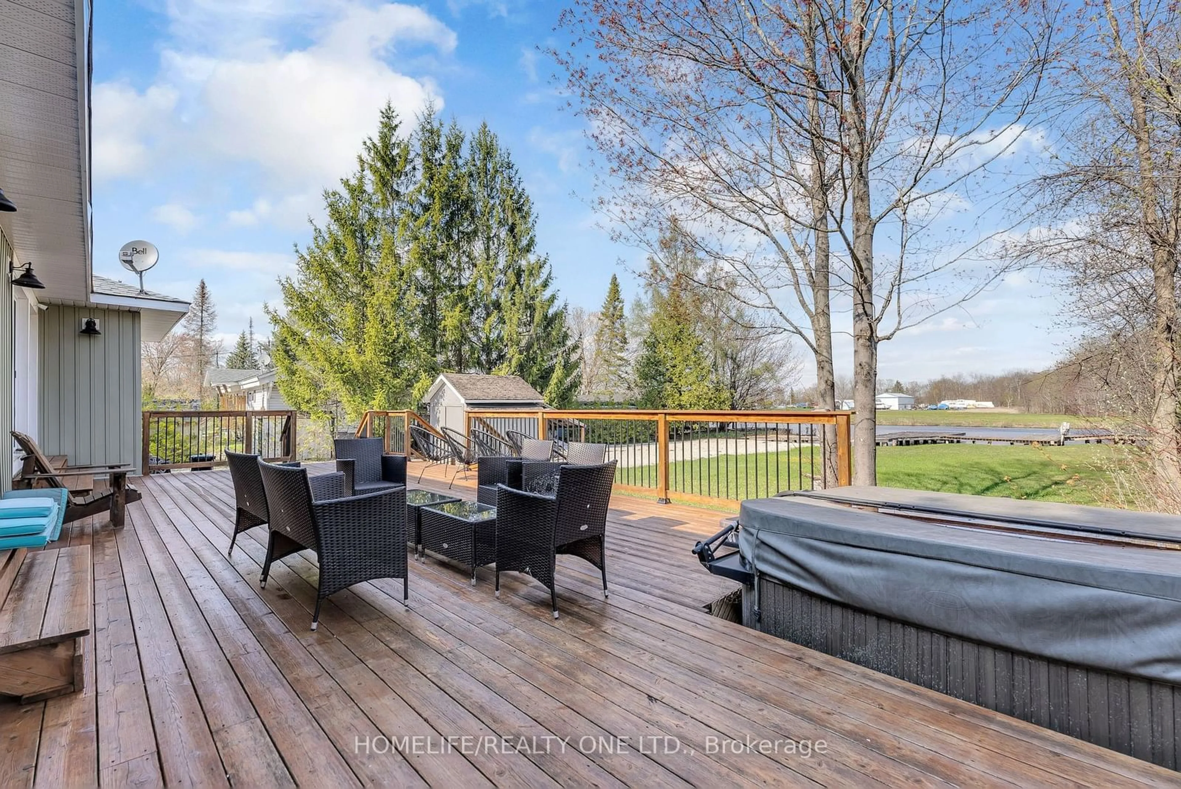 Patio, the fenced backyard for 4055 Glen Cedar Dr, Ramara Ontario L3V 6H7