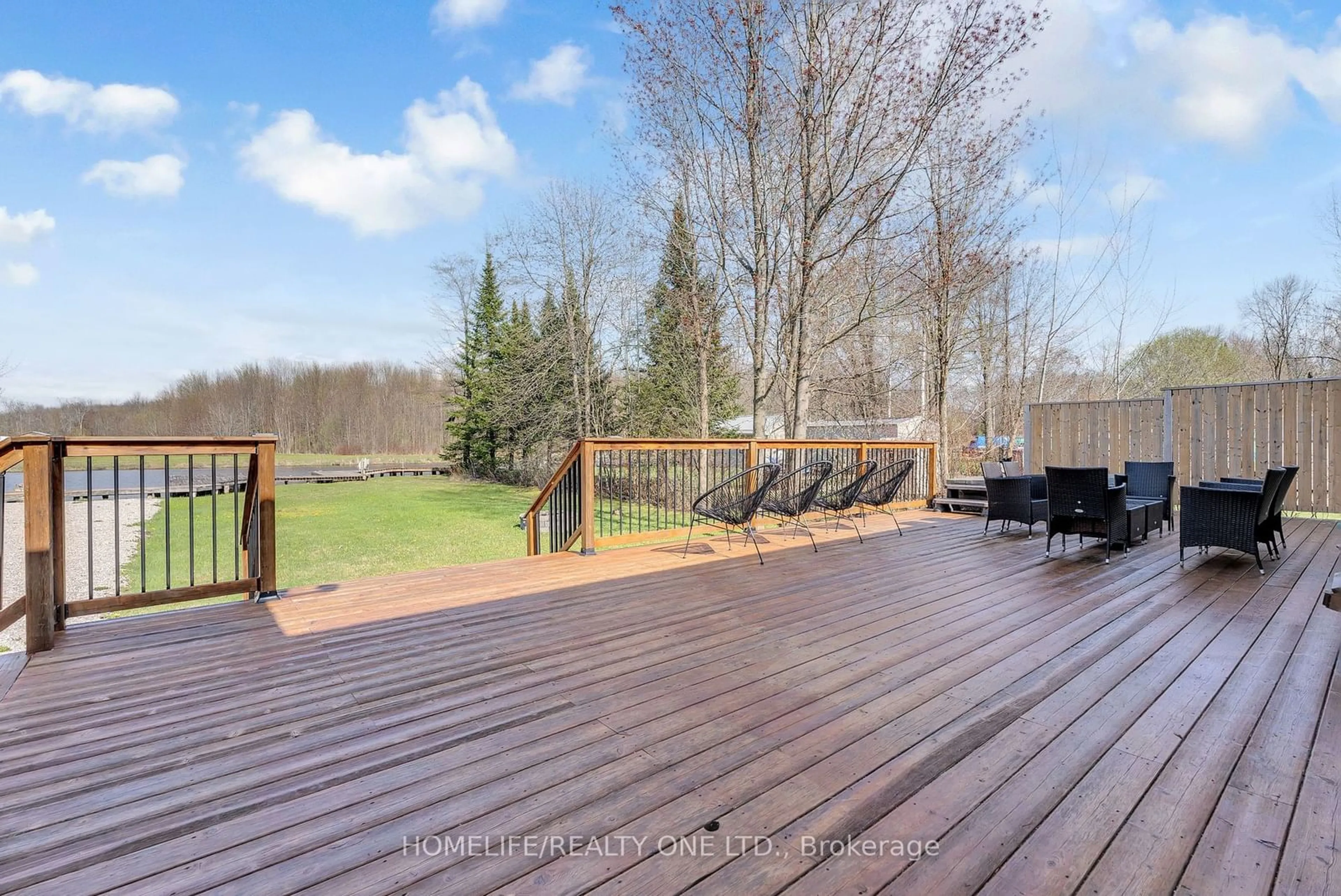 Patio, the fenced backyard for 4055 Glen Cedar Dr, Ramara Ontario L3V 6H7