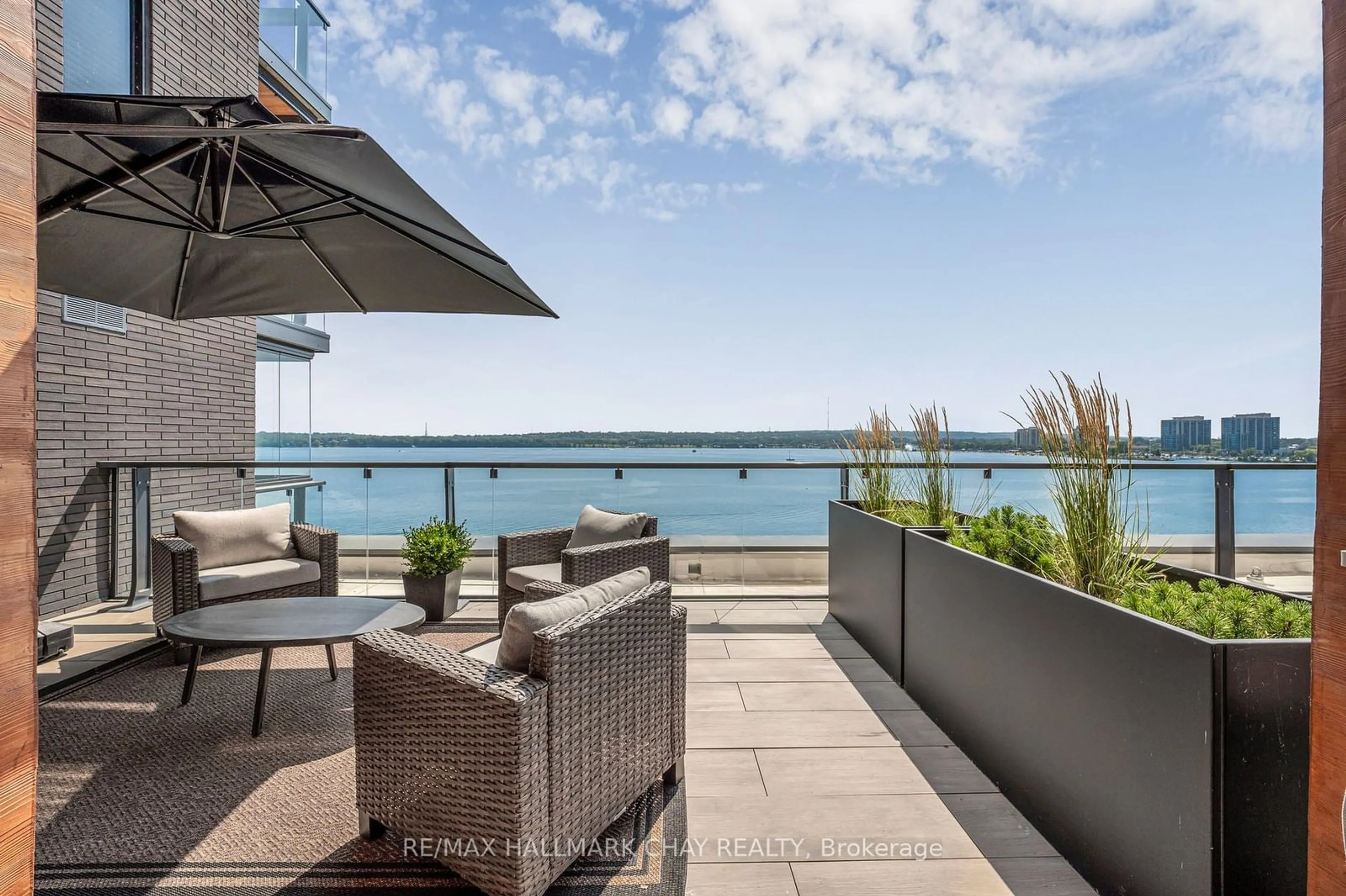 Patio, the view of lake or river for 185 Dunlop St #410, Barrie Ontario L4M 1B2