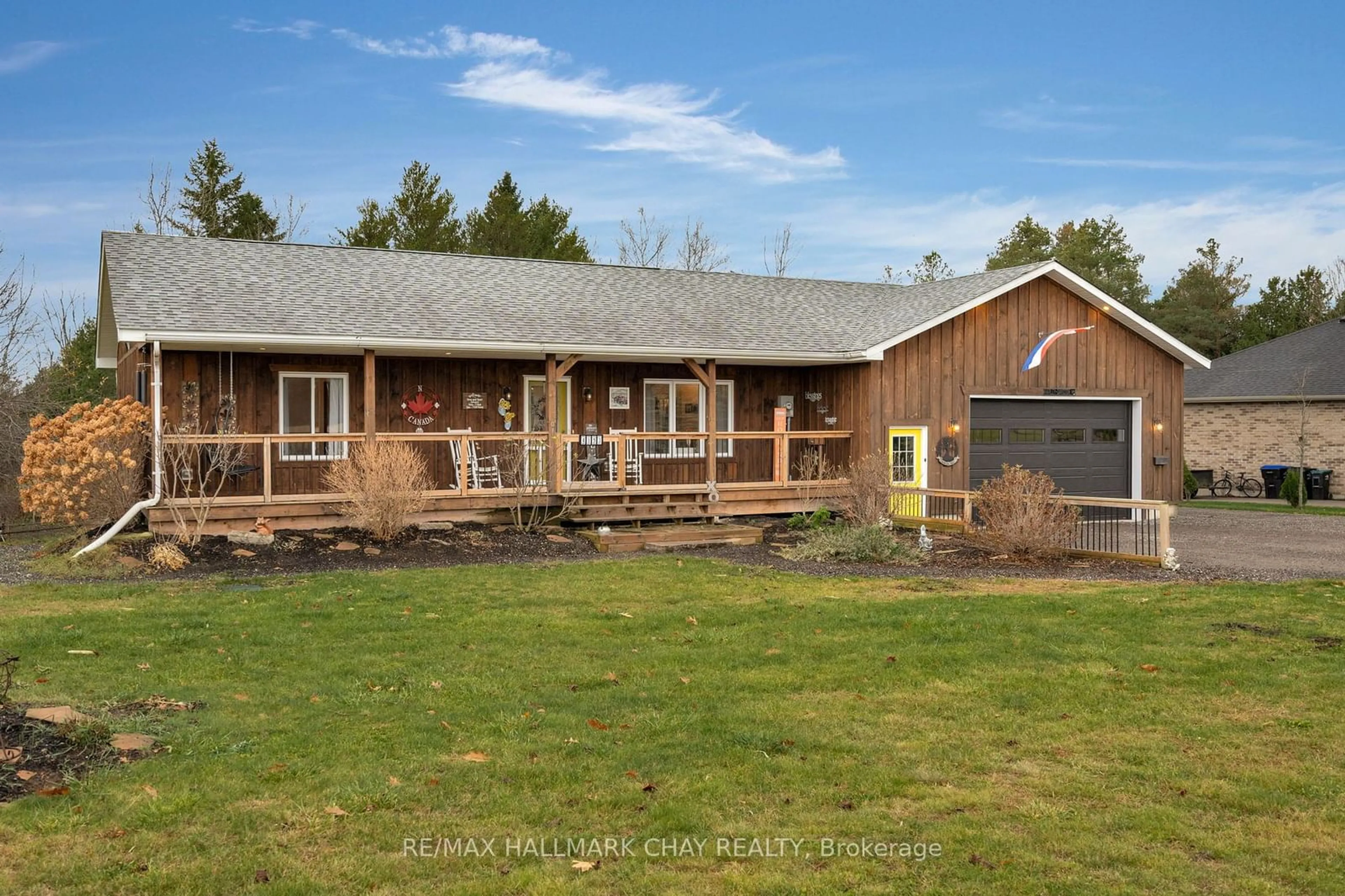 Frontside or backside of a home, the fenced backyard for 4193 Hogback Rd, Clearview Ontario L0M 1K0