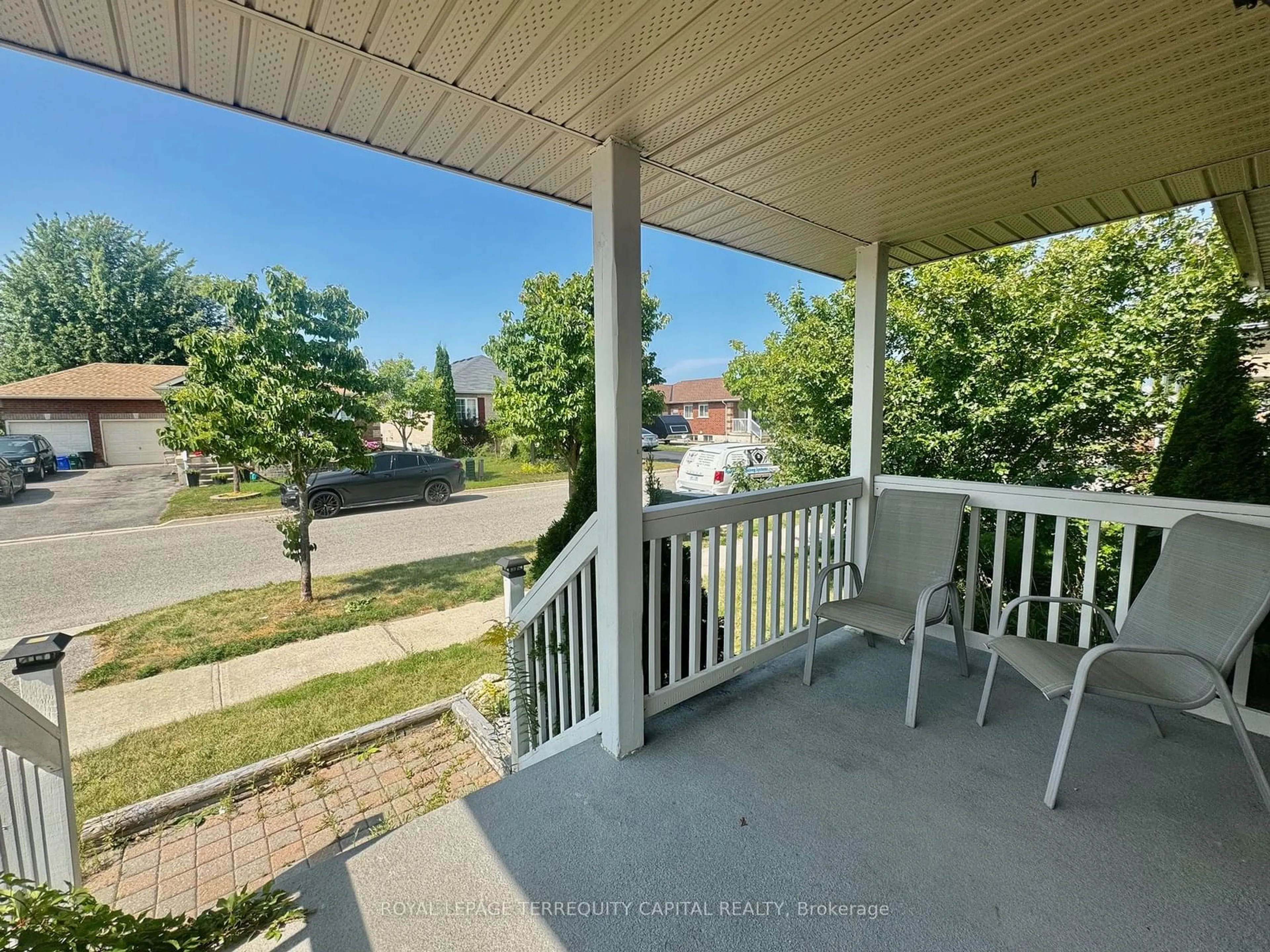 Patio, the fenced backyard for 27 Watson Dr, Barrie Ontario L4M 6W8