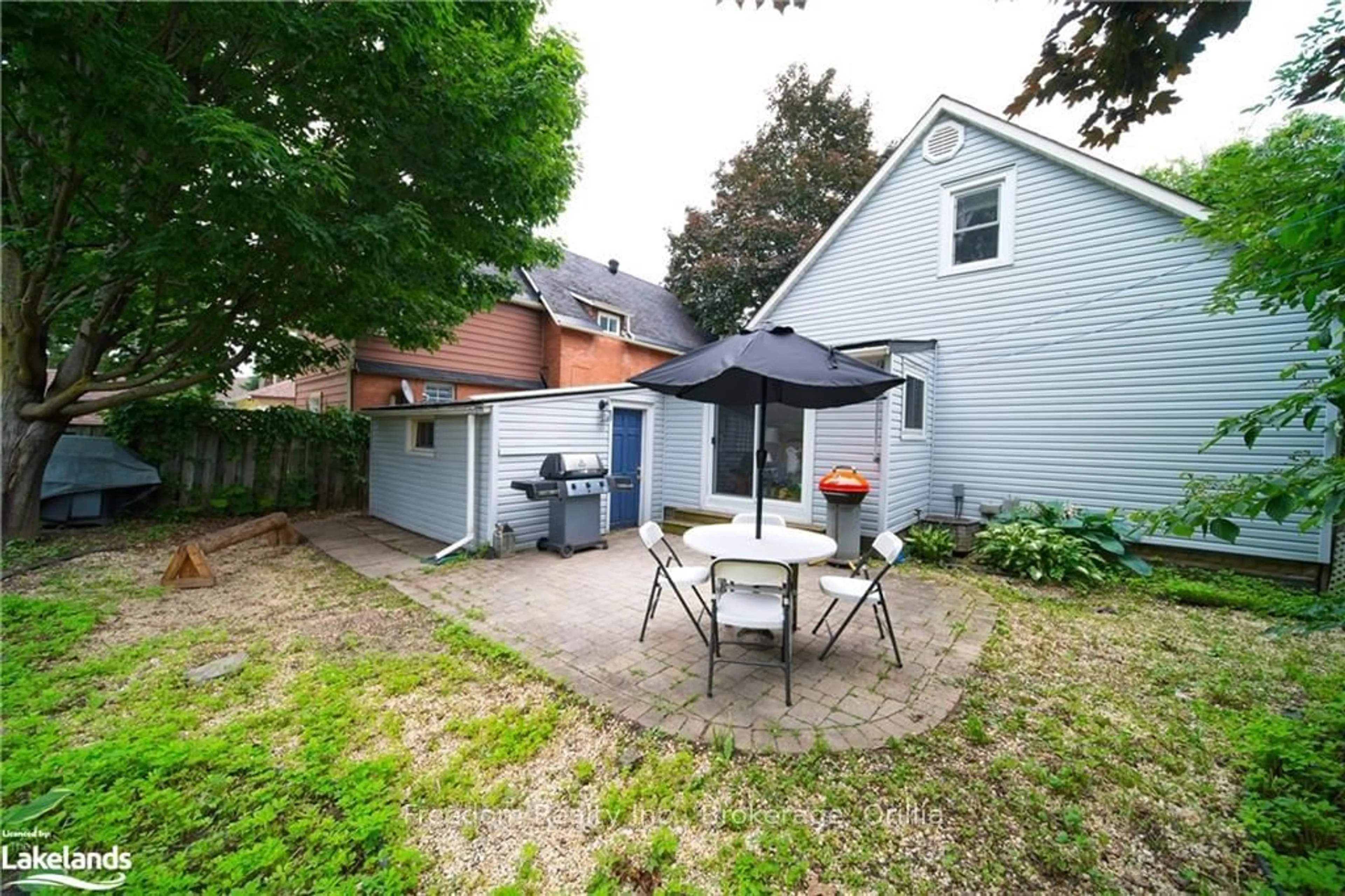 Patio, the fenced backyard for 86 NEYWASH St, Orillia Ontario L3V 1X5