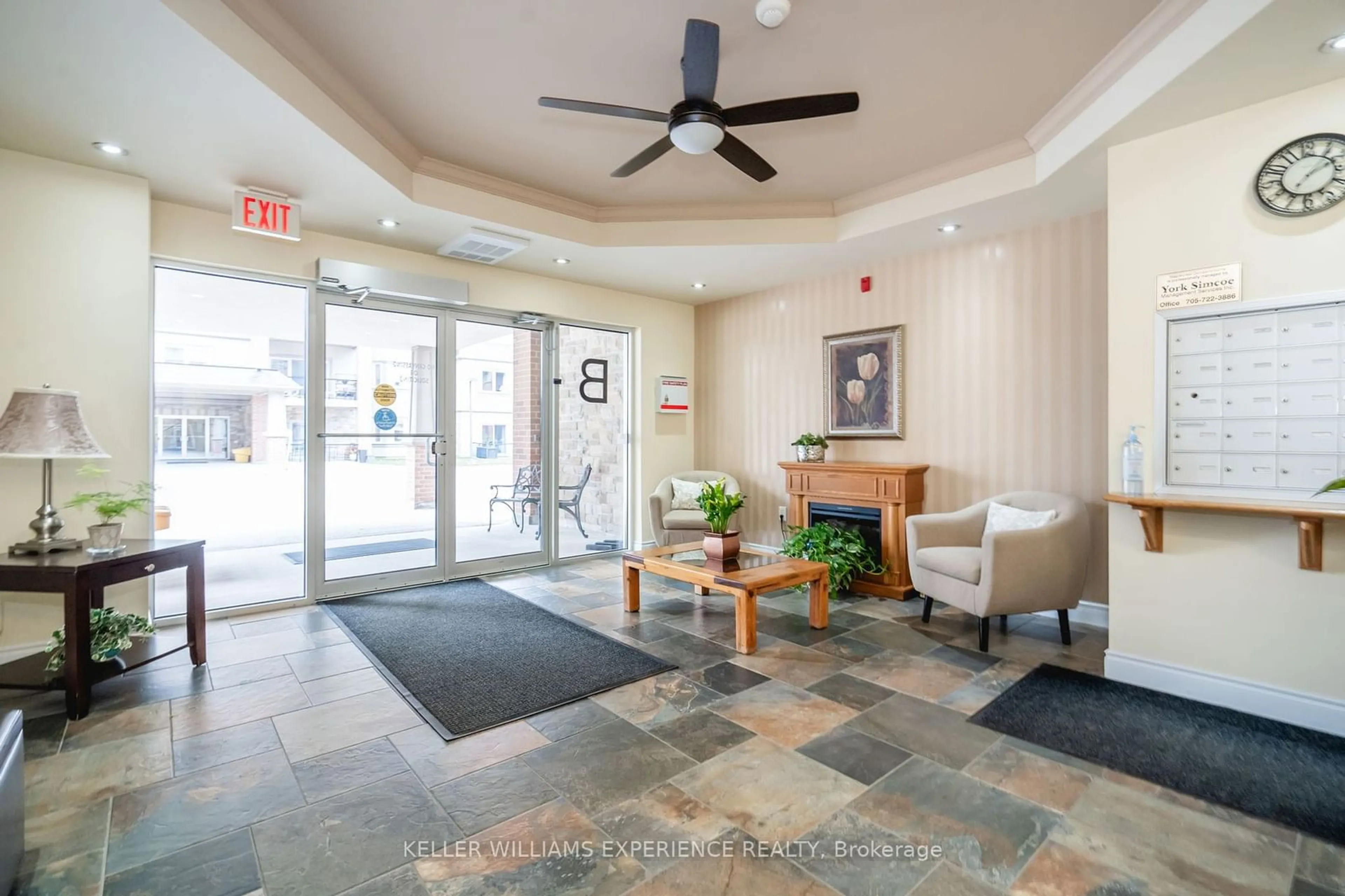 Indoor lobby, ceramic floors for 19B Yonge St #103, Springwater Ontario L0L 1P0