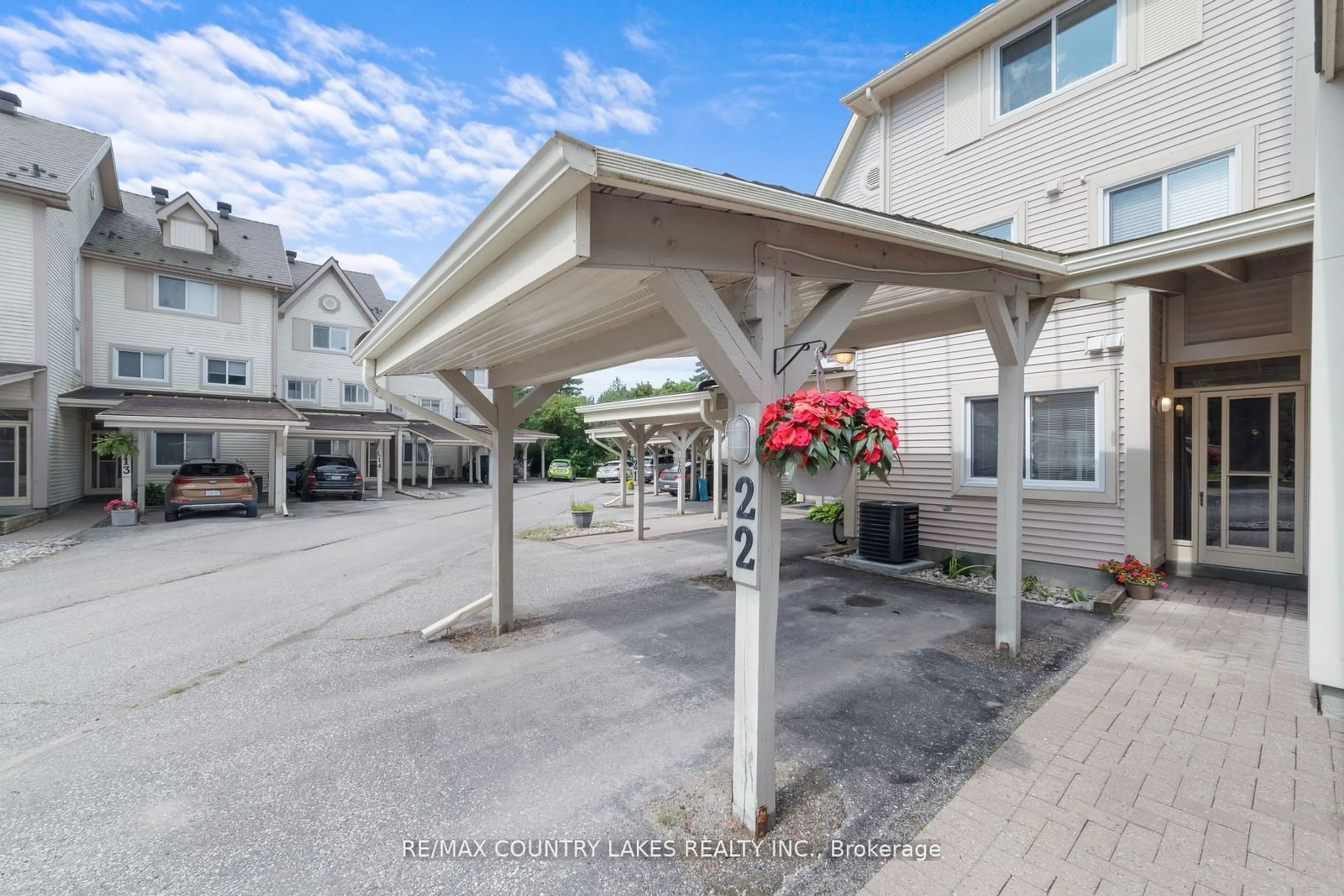 Patio, the street view for 100 Laguna Pkwy #22, Ramara Ontario L0K 1B0