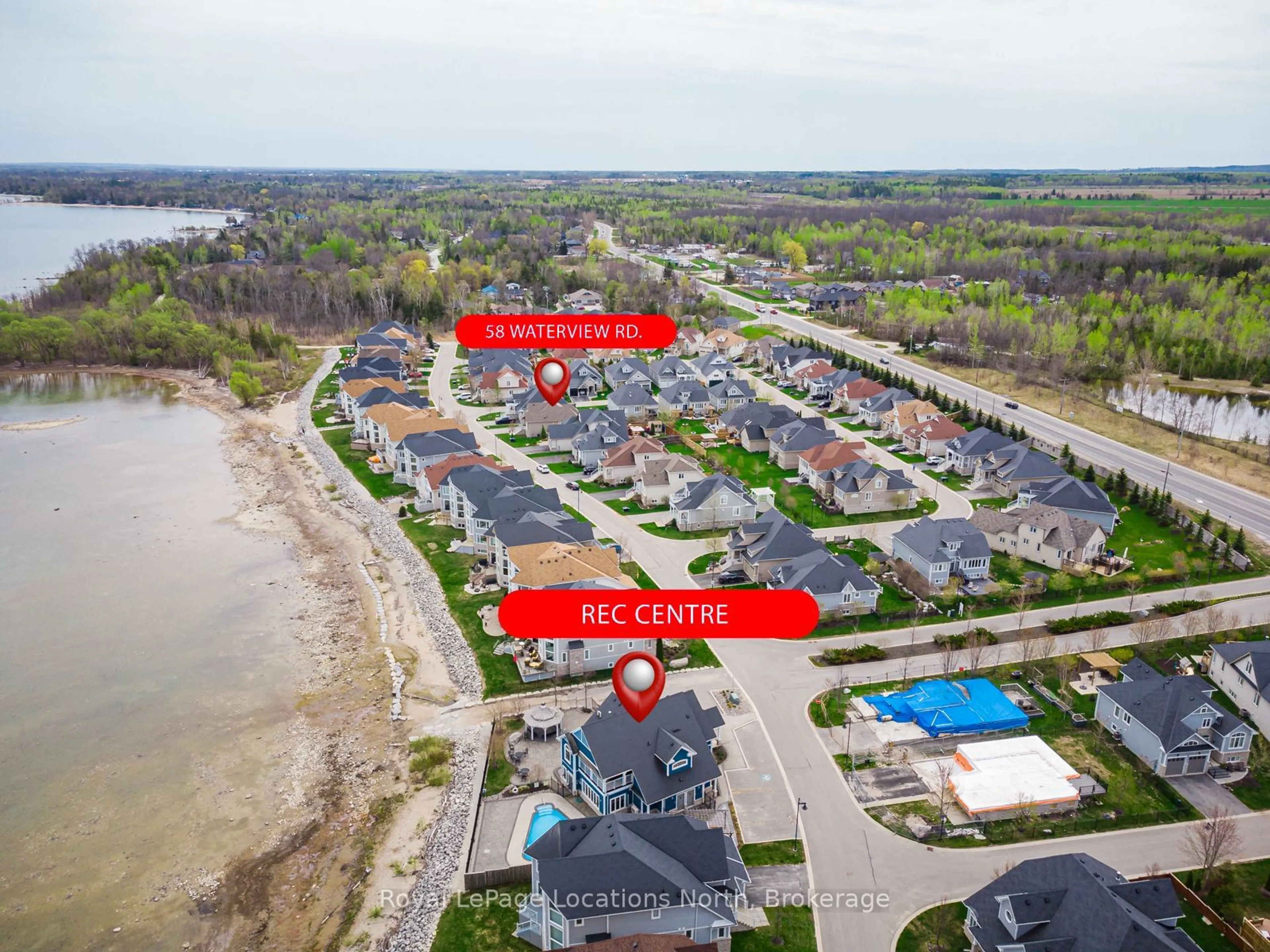 A pic from outside/outdoor area/front of a property/back of a property/a pic from drone, water/lake/river/ocean view for 58 Waterview Rd, Wasaga Beach Ontario L9Z 0E9