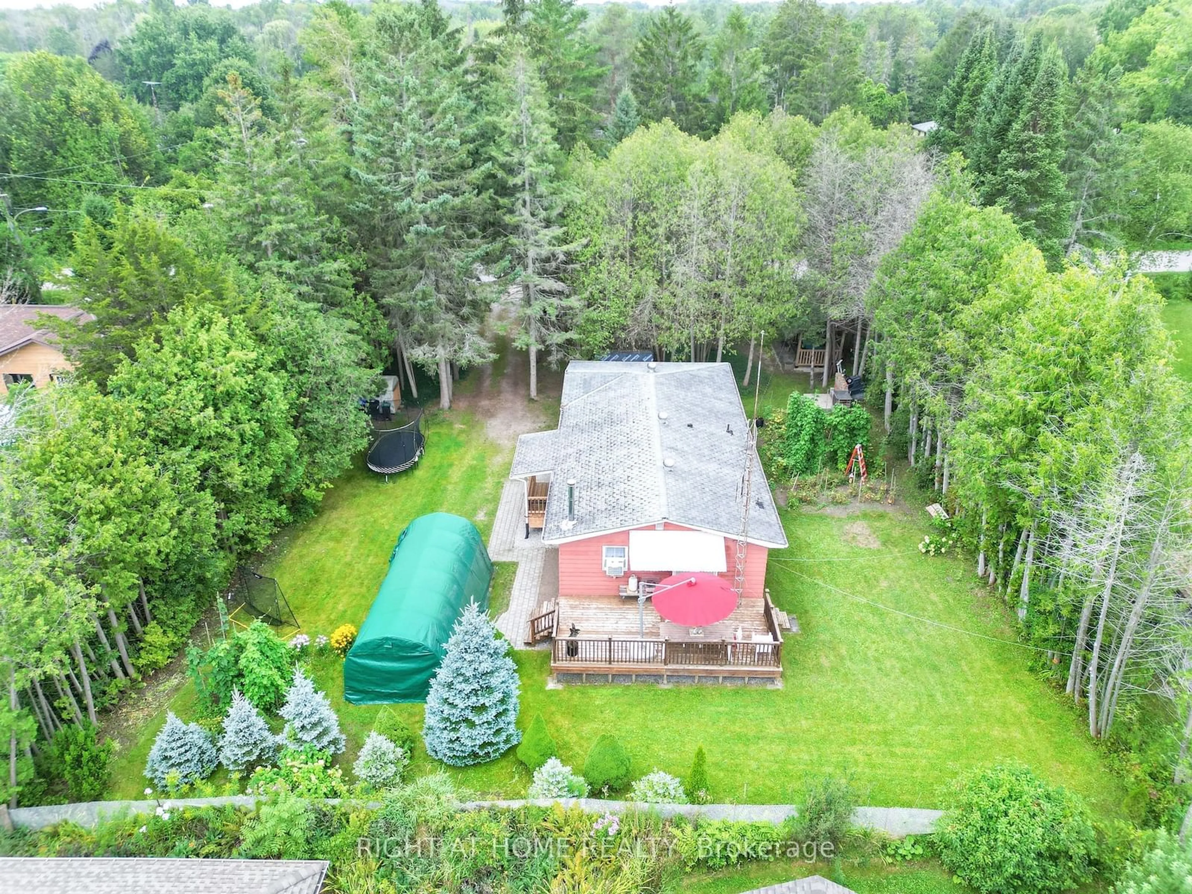 A pic from outside/outdoor area/front of a property/back of a property/a pic from drone, forest/trees view for 11 Sokil Blvd, Oro-Medonte Ontario L0L 1T0