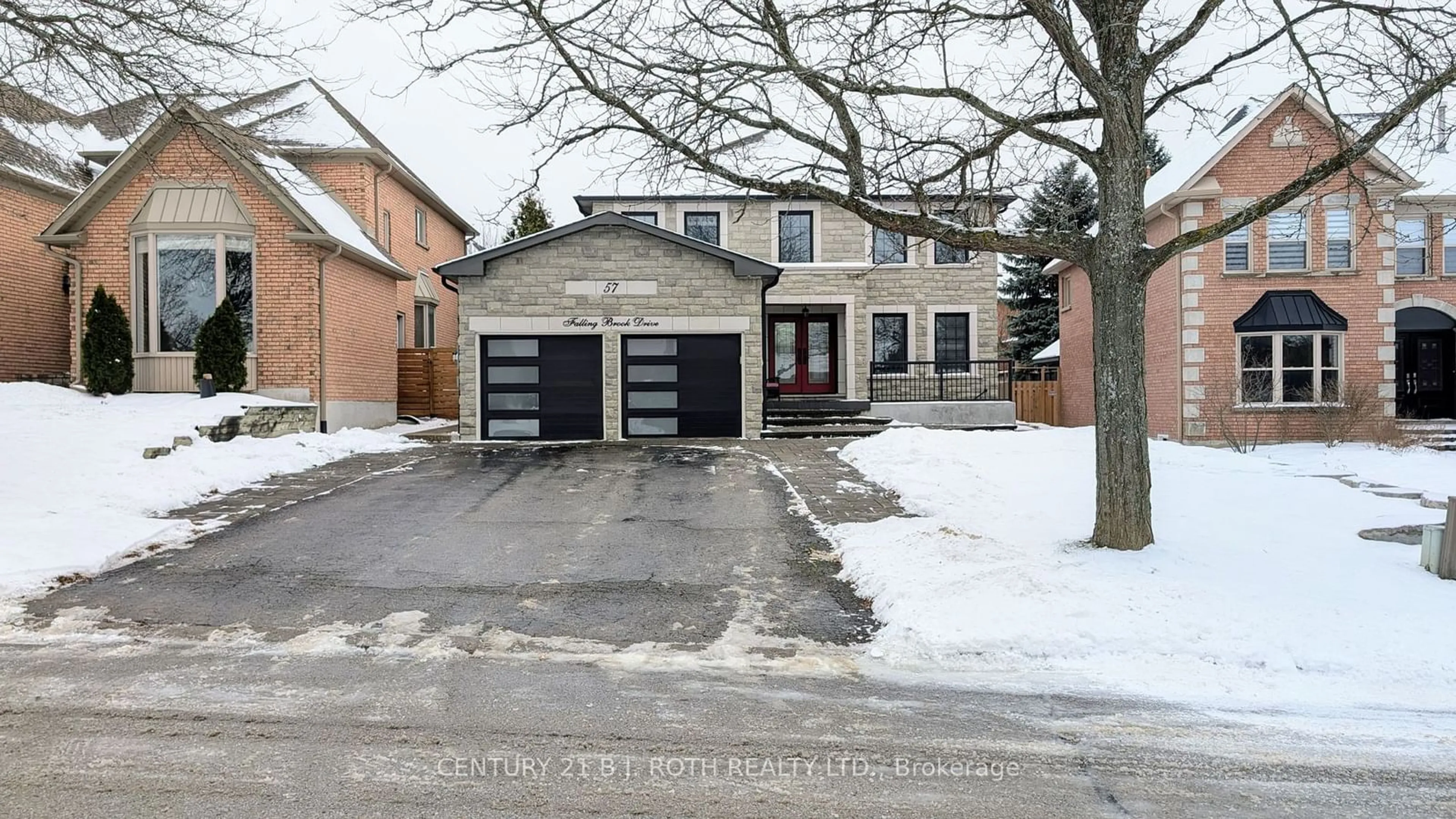 Home with brick exterior material, street for 57 Falling Brook Dr, Barrie Ontario L4N 7E8