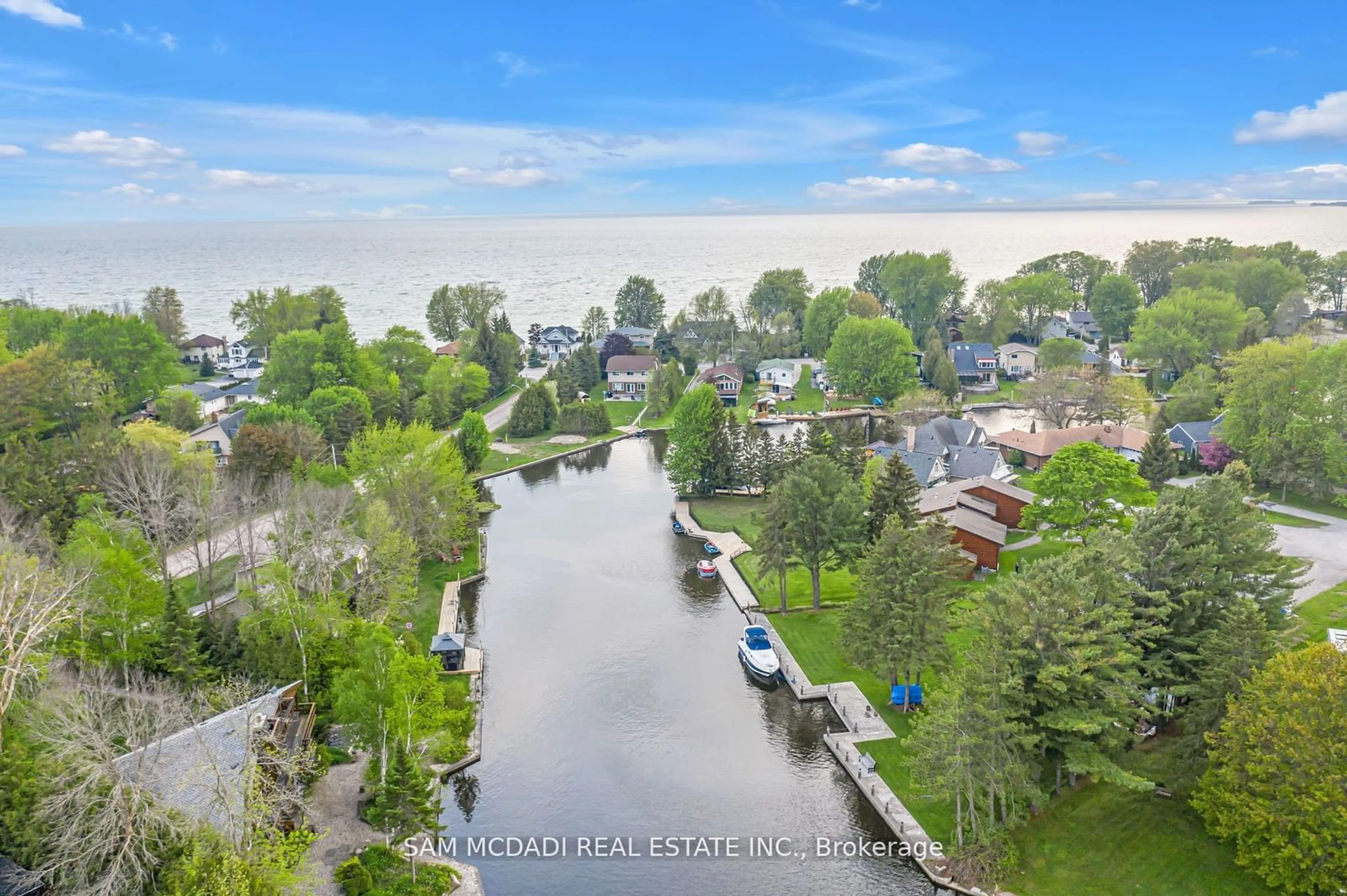 A pic from outside/outdoor area/front of a property/back of a property/a pic from drone, water/lake/river/ocean view for 36 TURTLE Path, Ramara Ontario L0K 1B0