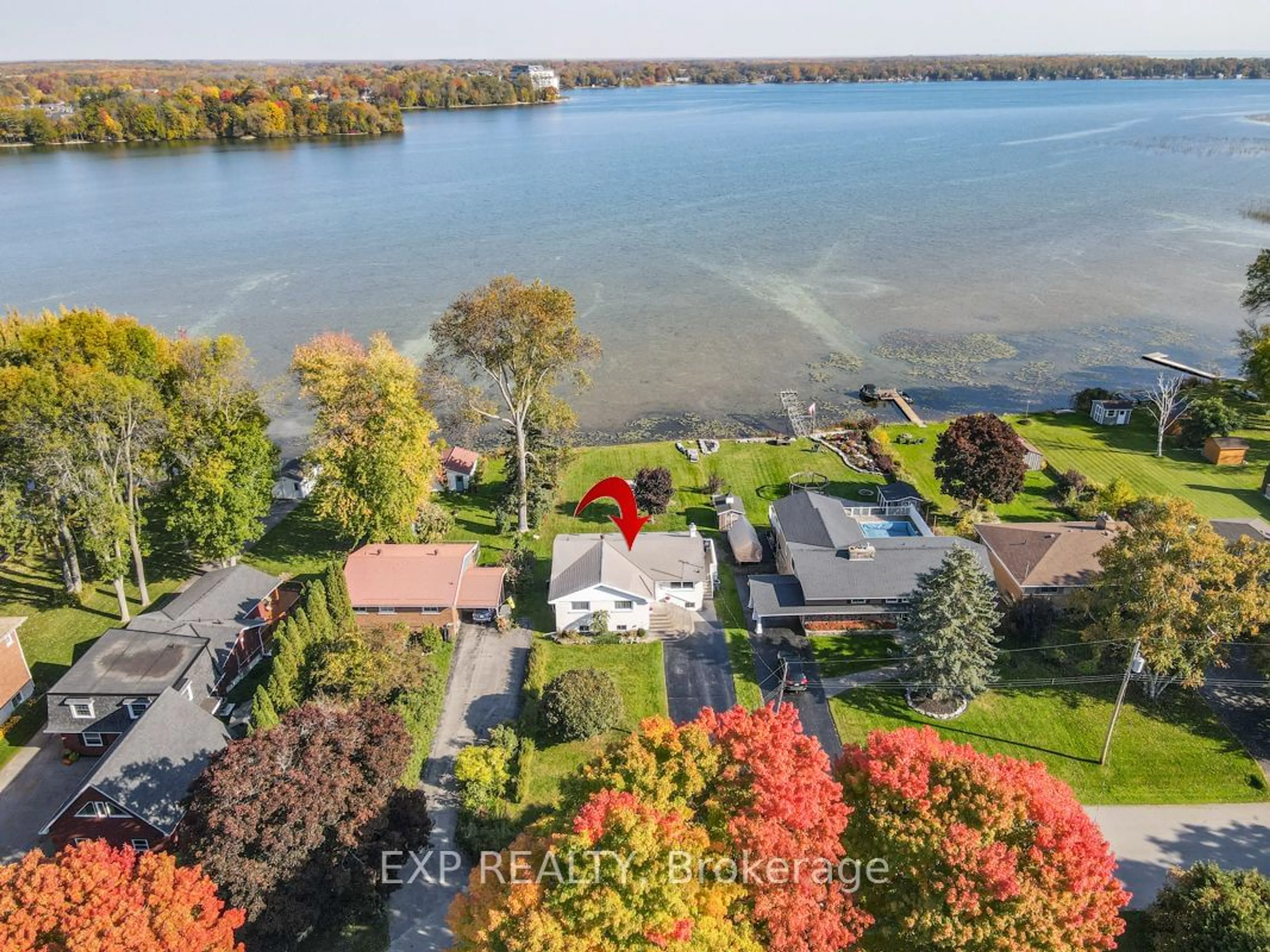 A pic from outside/outdoor area/front of a property/back of a property/a pic from drone, water/lake/river/ocean view for 363 Macisaac Dr, Orillia Ontario L3V 1E7