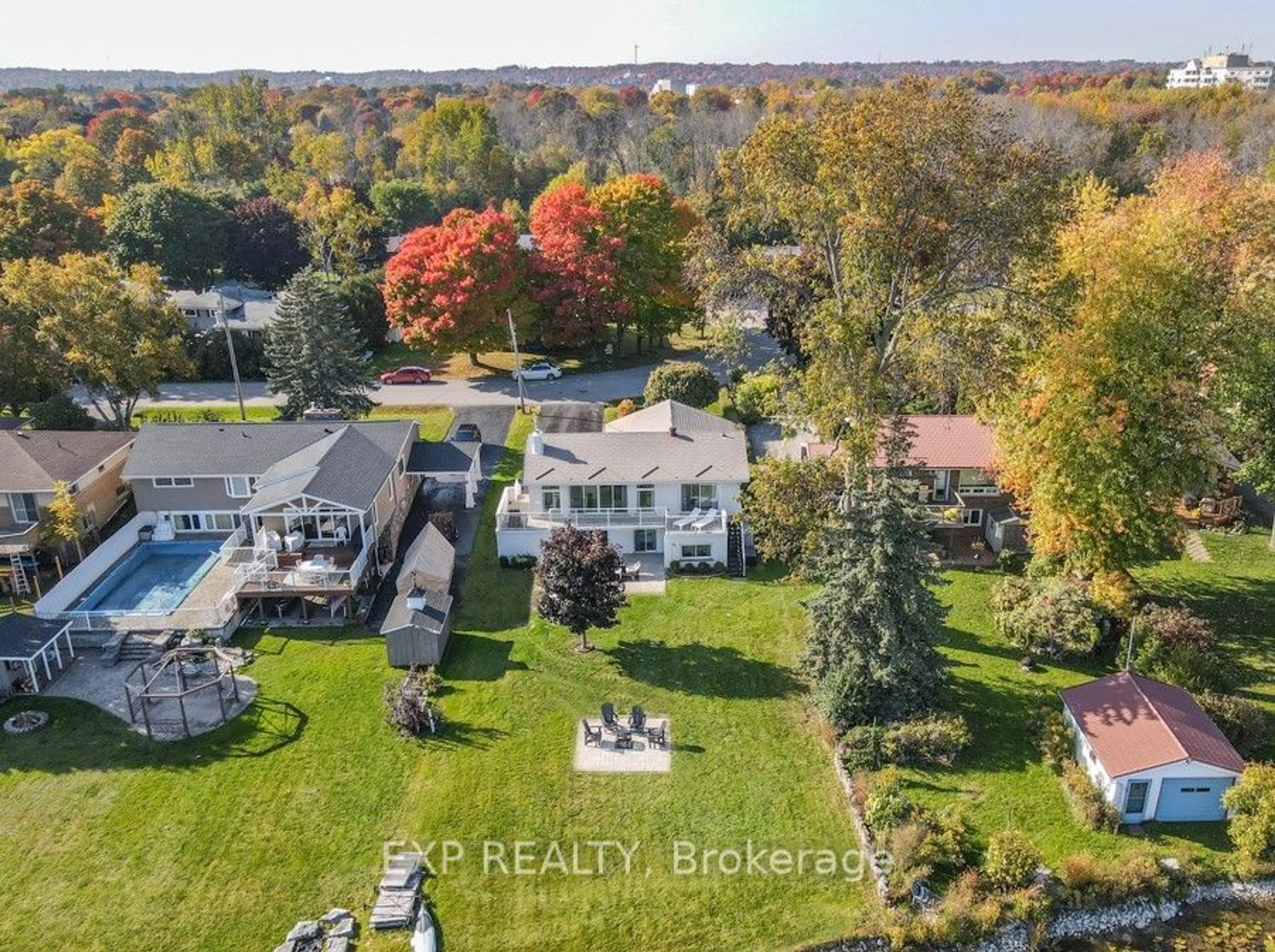 A pic from outside/outdoor area/front of a property/back of a property/a pic from drone, water/lake/river/ocean view for 363 Macisaac Dr, Orillia Ontario L3V 1E7