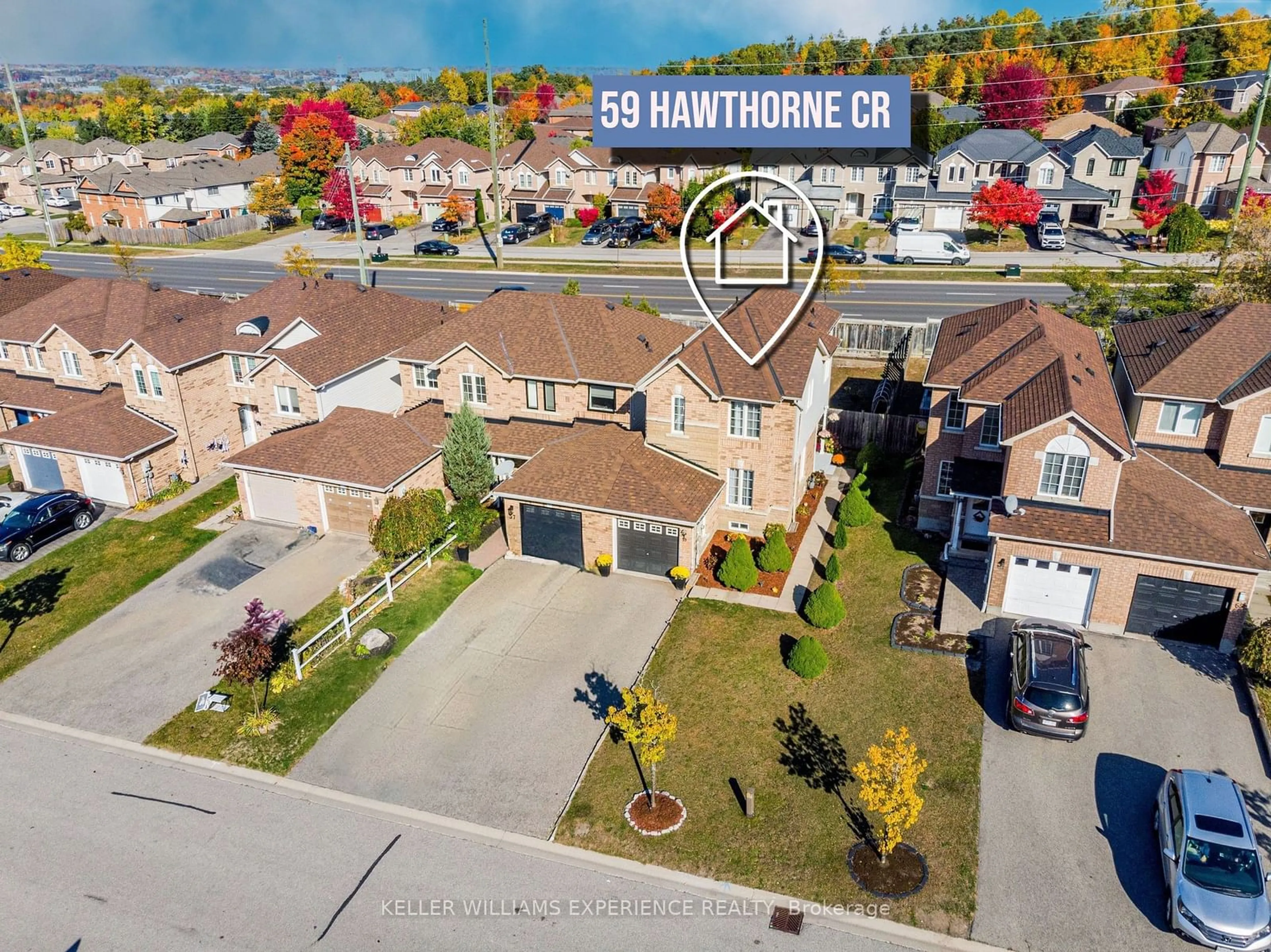 A pic from outside/outdoor area/front of a property/back of a property/a pic from drone, street for 59 Hawthorne Cres, Barrie Ontario L4N 9Y7