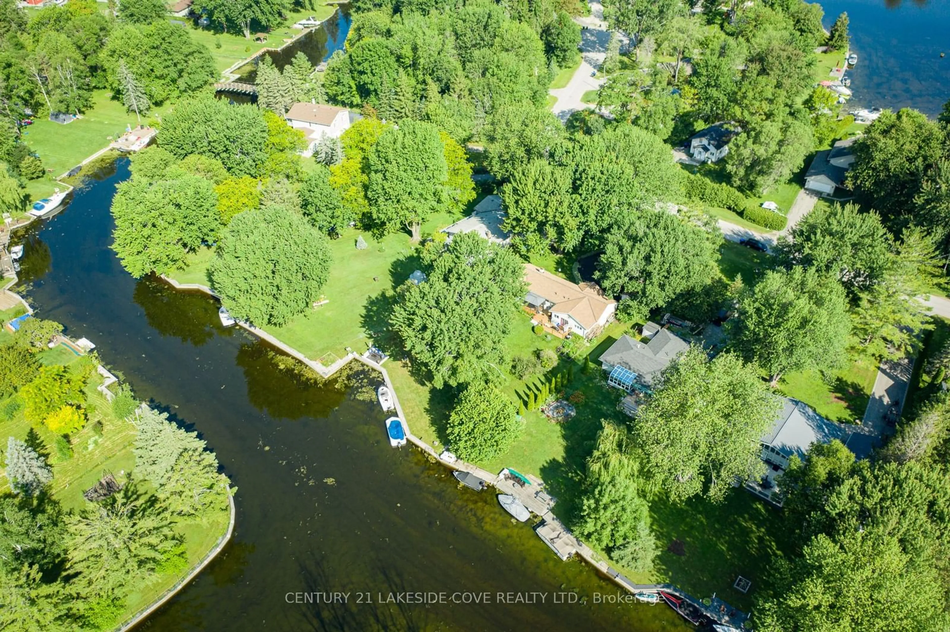 A pic from outside/outdoor area/front of a property/back of a property/a pic from drone, water/lake/river/ocean view for 13 Old Indian Tr, Ramara Ontario L0K 1B0