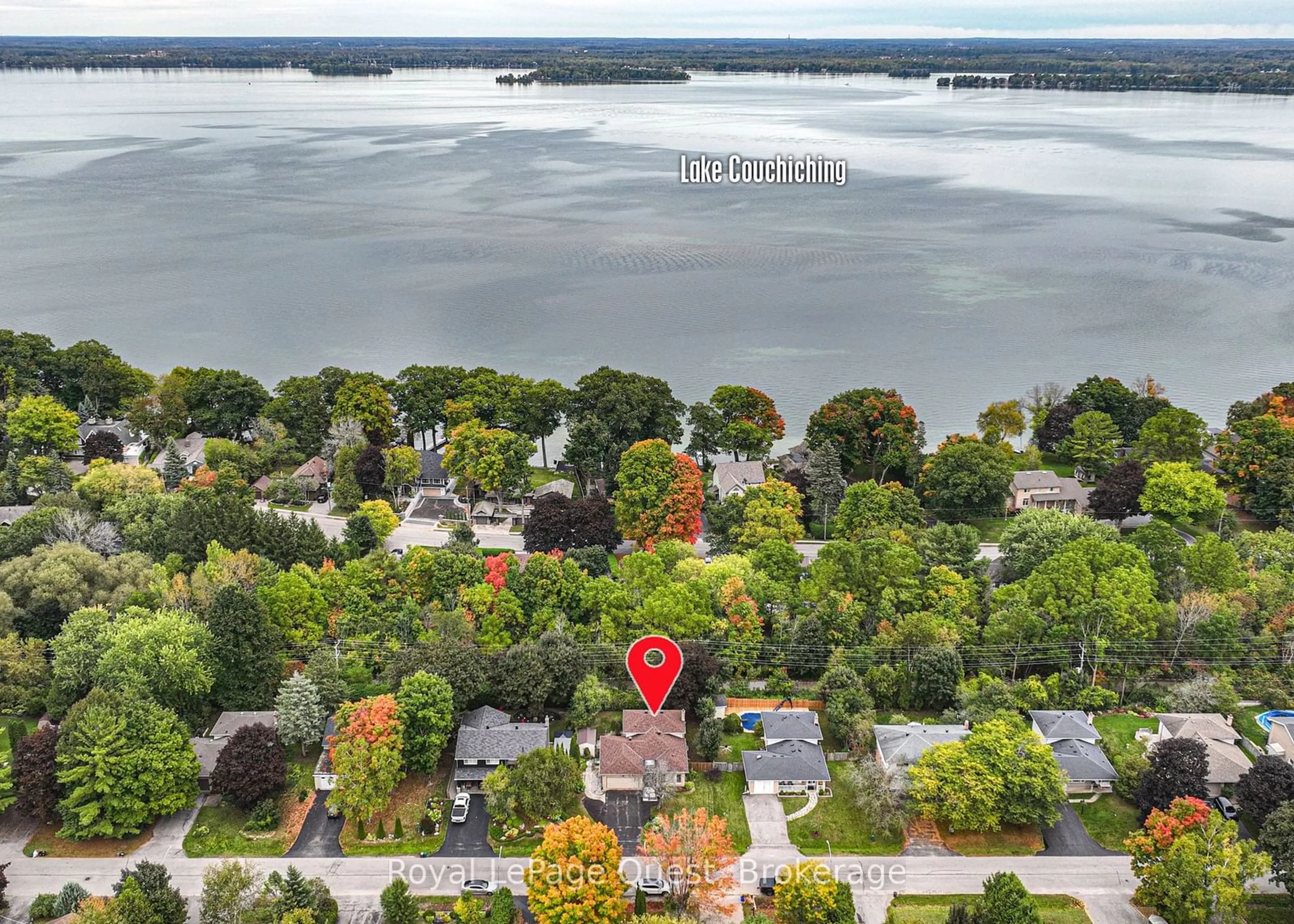 A pic from outside/outdoor area/front of a property/back of a property/a pic from drone, water/lake/river/ocean view for 362 TALLWOOD Dr, Orillia Ontario L3V 2G9