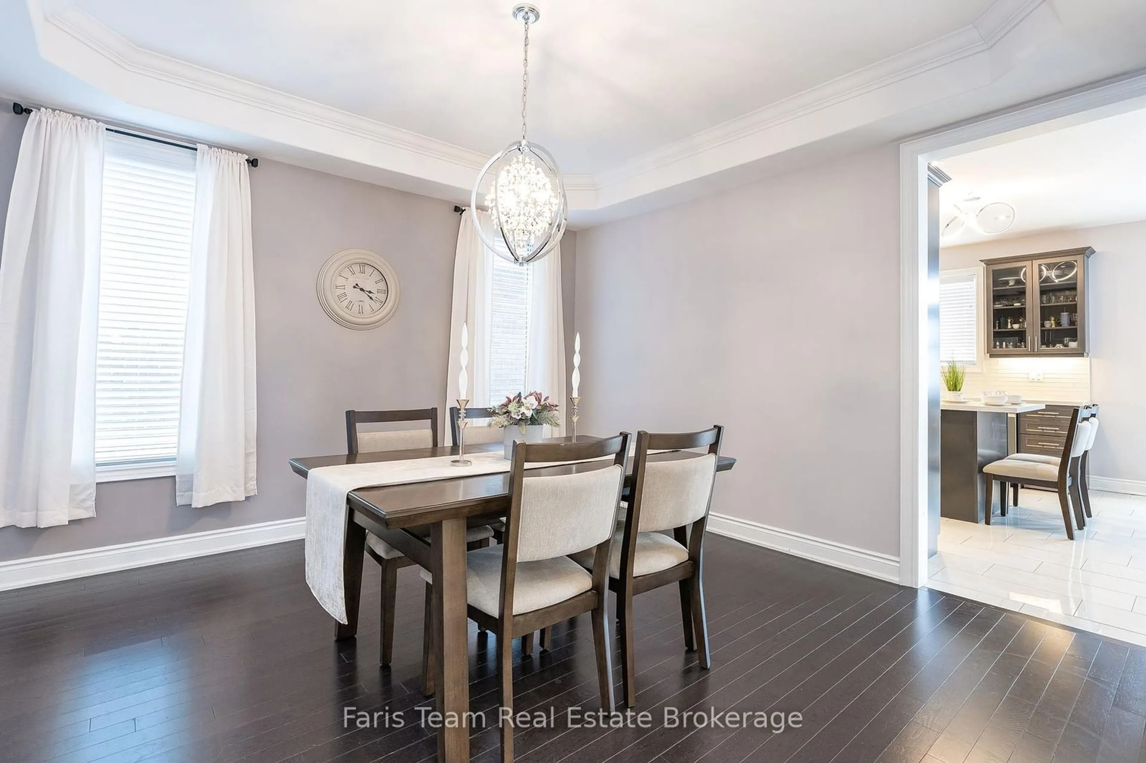 Dining room, wood/laminate floor for 3096 Orion Blvd, Orillia Ontario L3V 8L4