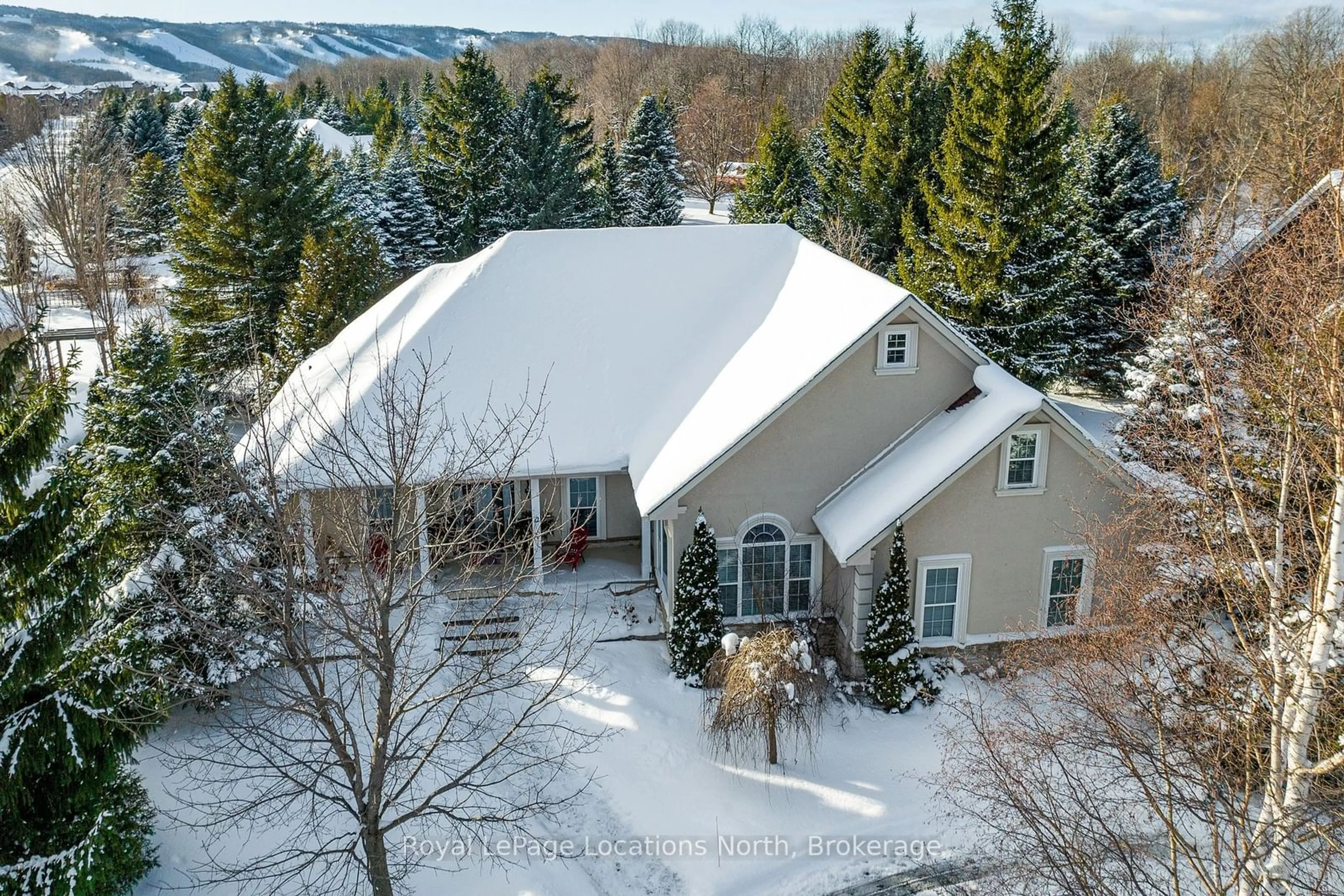 A pic from outside/outdoor area/front of a property/back of a property/a pic from drone, mountain view for 12 Evergreen Rd, Collingwood Ontario L9Y 5A8