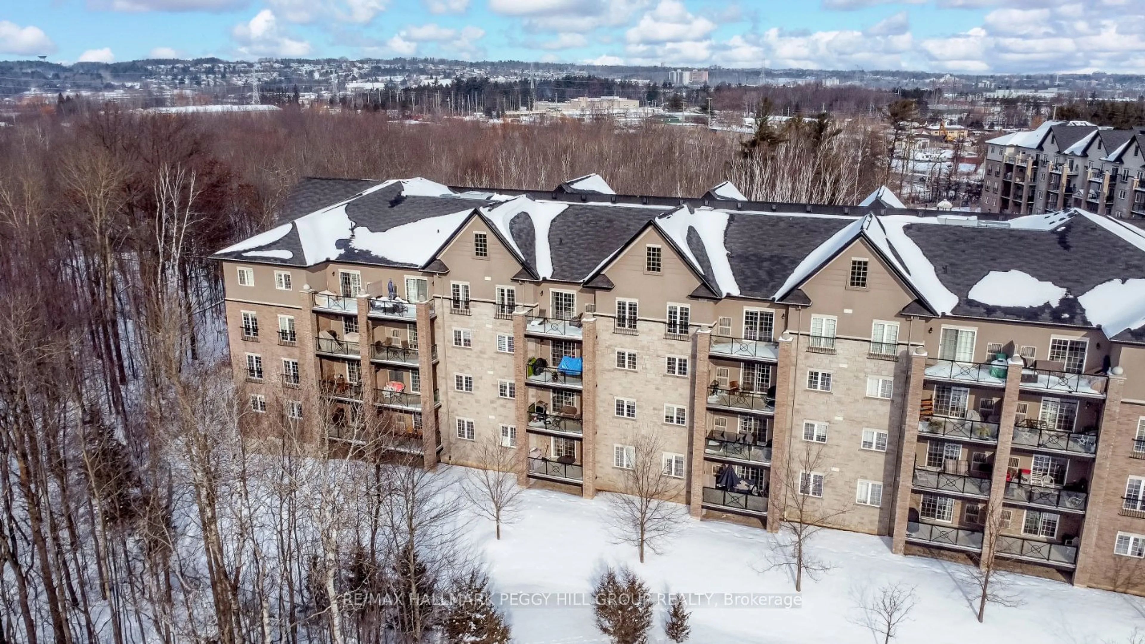 A pic from outside/outdoor area/front of a property/back of a property/a pic from drone, city buildings view from balcony for 44 Ferndale Dr #210, Barrie Ontario L4N 2V1