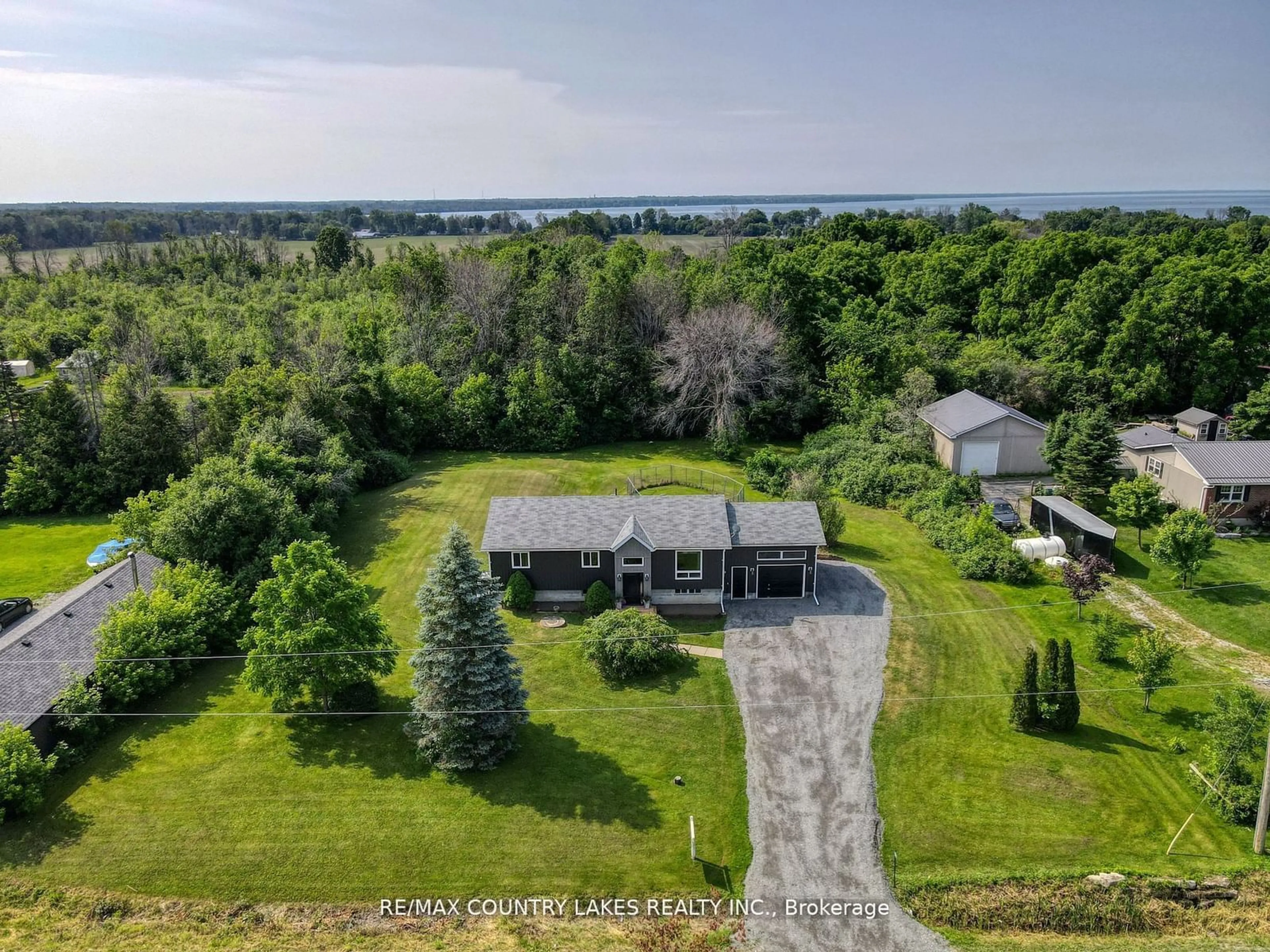 A pic from outside/outdoor area/front of a property/back of a property/a pic from drone, water/lake/river/ocean view for 2677 Concession B Rd, Ramara Ontario L0K 1B0