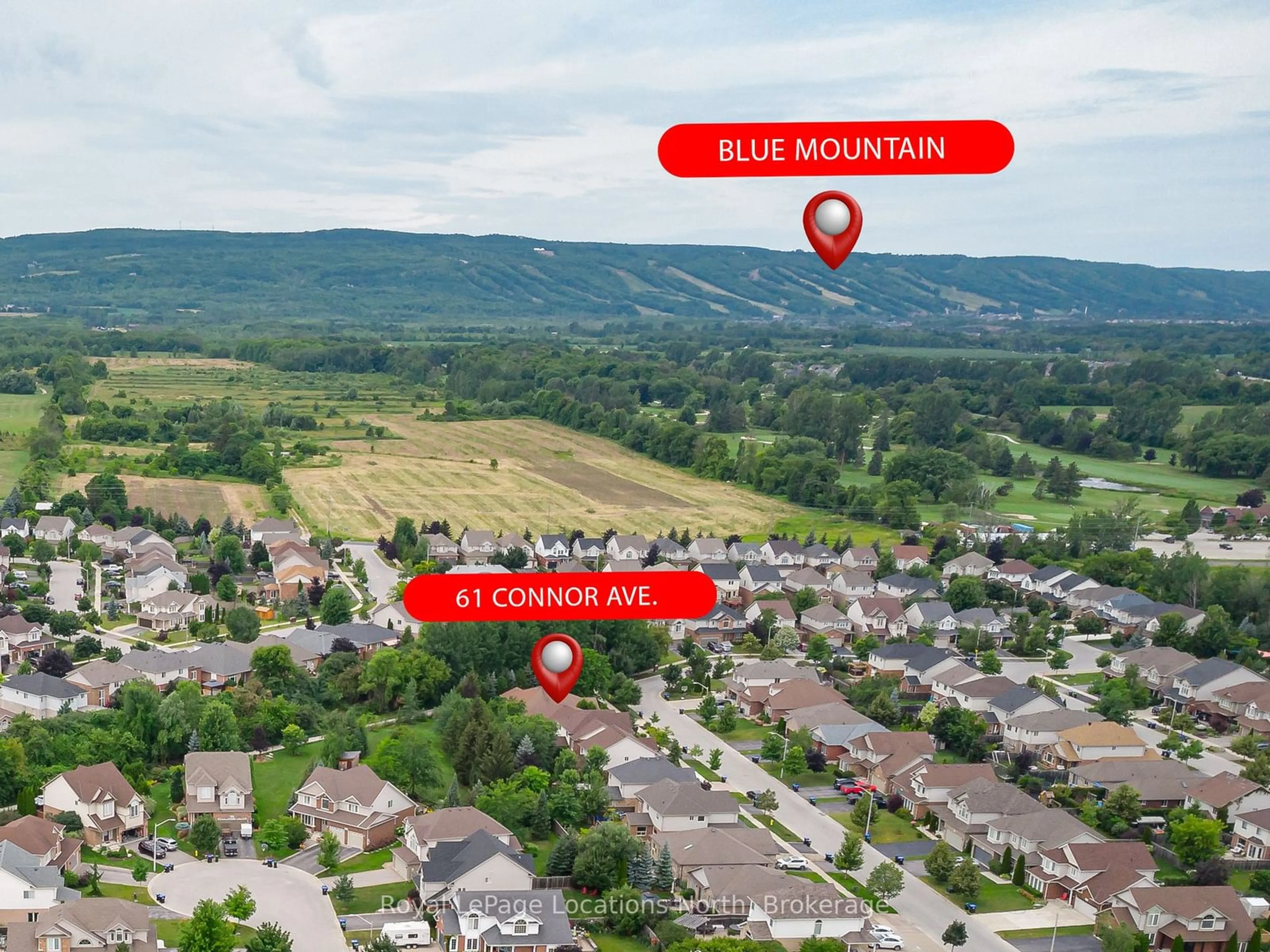 A pic from outside/outdoor area/front of a property/back of a property/a pic from drone, mountain view for 61 Connor Ave, Collingwood Ontario L9Y 5K7