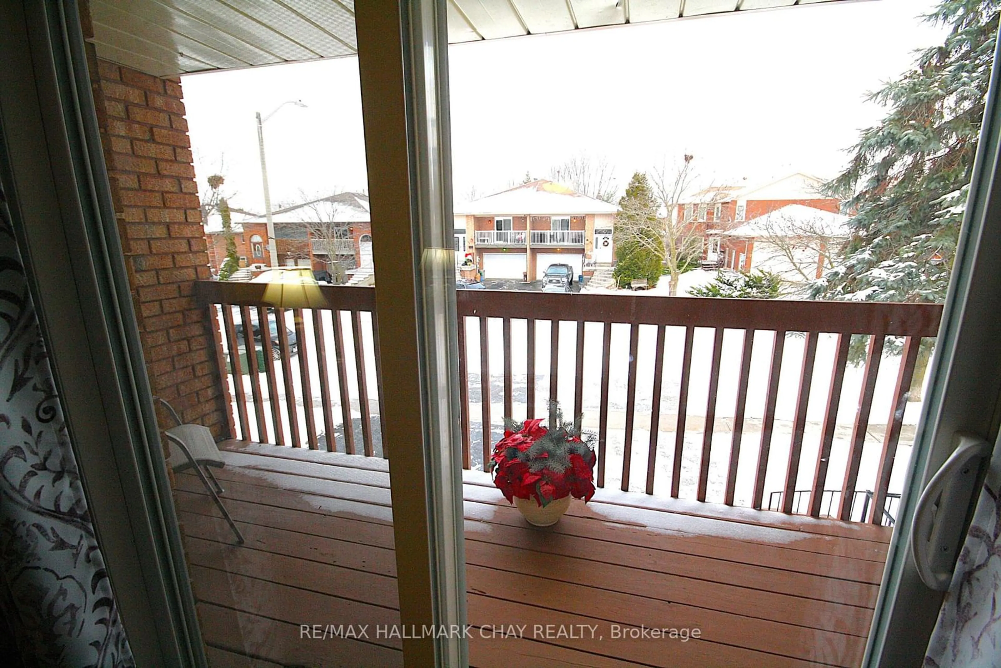 Balcony in the apartment, city buildings view from balcony for 36 Porritt St, Barrie Ontario L4N 6Y3