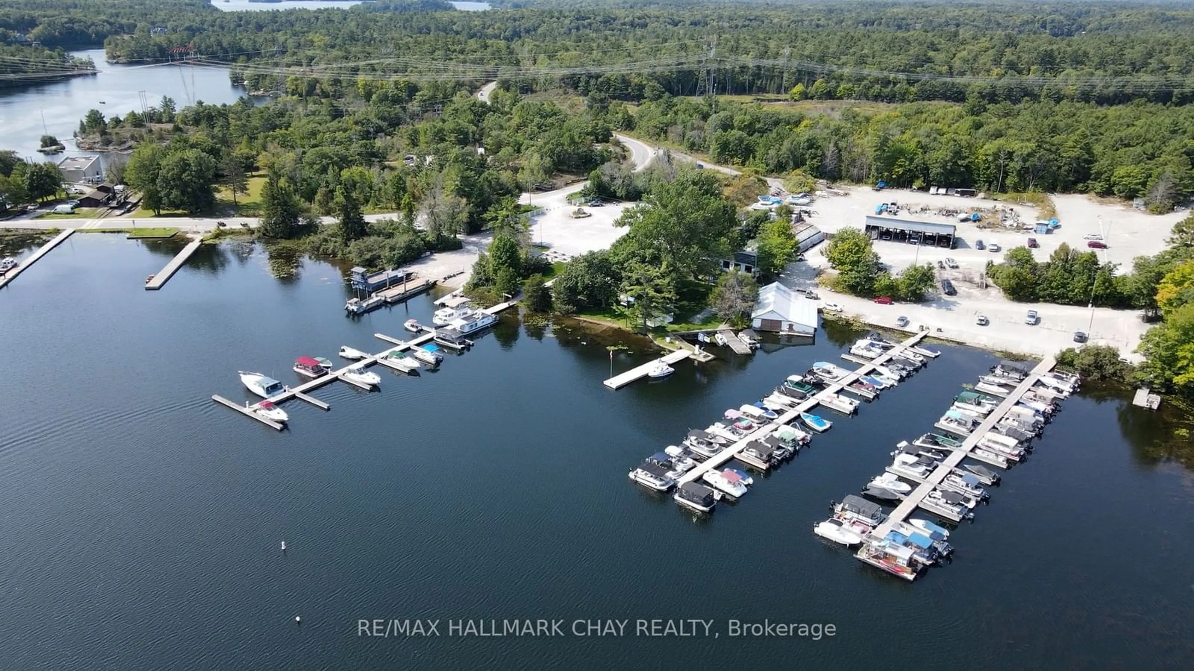 A pic from outside/outdoor area/front of a property/back of a property/a pic from drone, water/lake/river/ocean view for 4372 Conners Bay Lane, Severn Ontario L0K 1E0