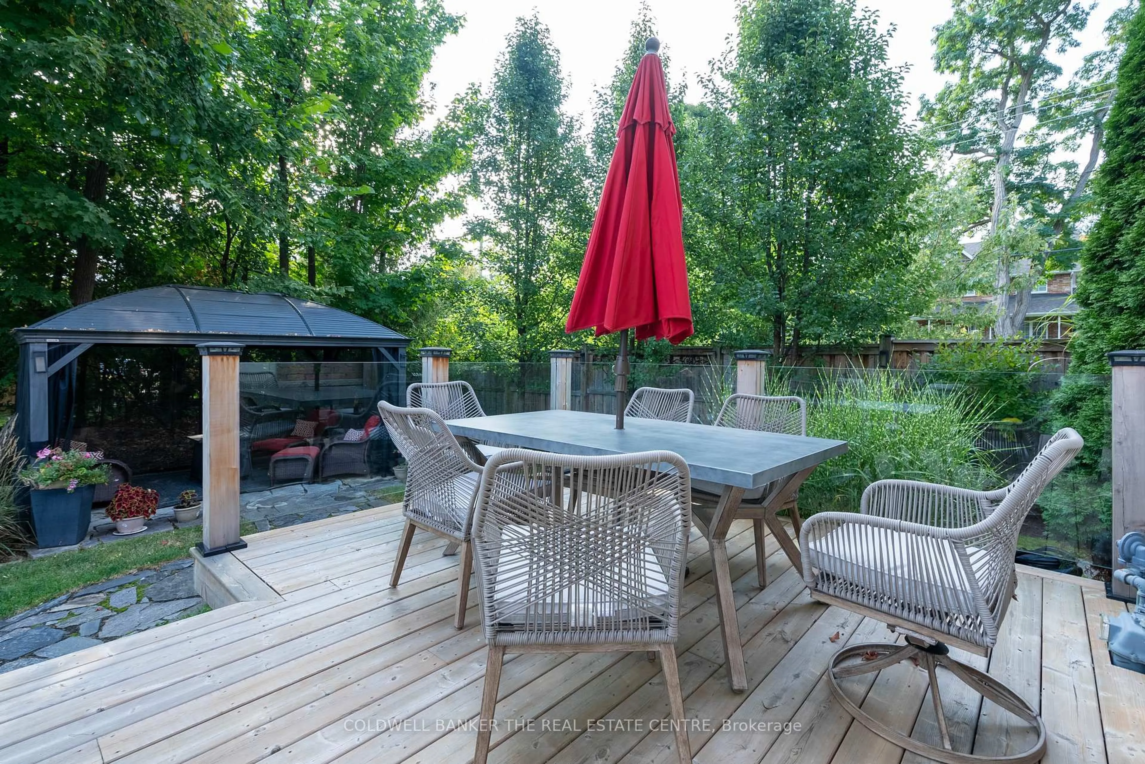 Patio, forest/trees view for 376 Tollendal Mill Rd, Barrie Ontario L4N 7T1