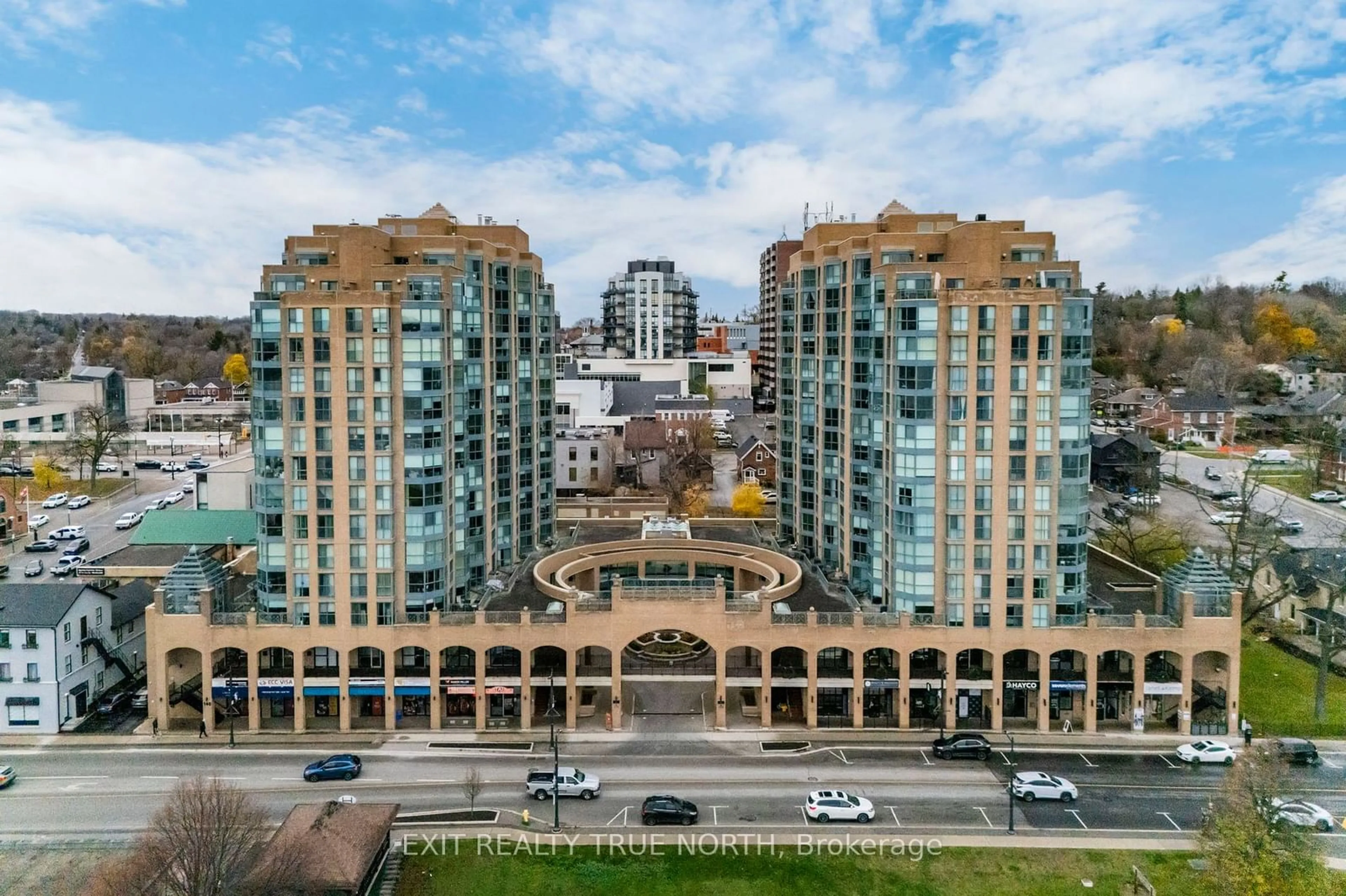 A pic from outside/outdoor area/front of a property/back of a property/a pic from drone, city buildings view from balcony for 140 Dunlop St #1502, Barrie Ontario L4M 6H9