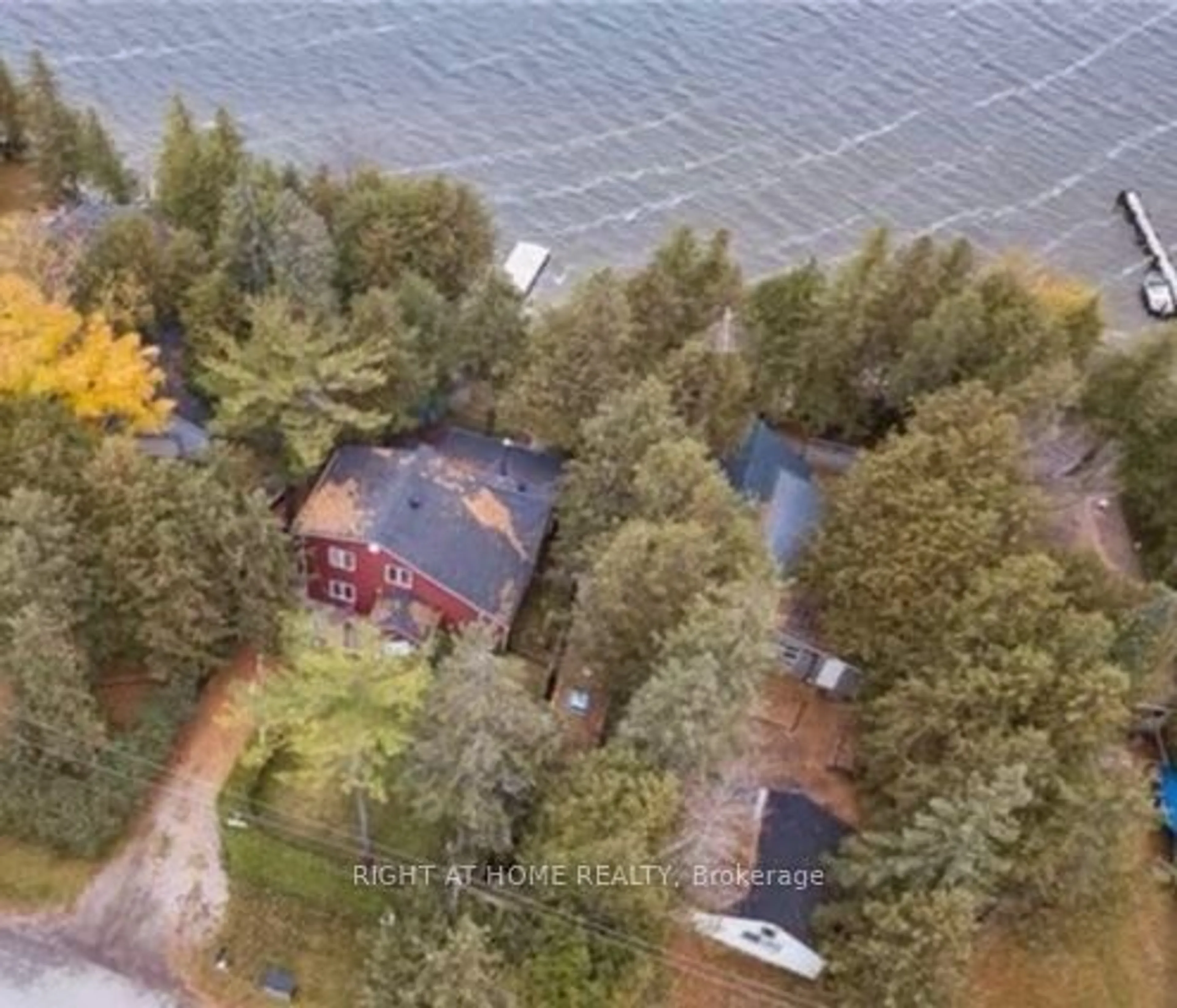 A pic from outside/outdoor area/front of a property/back of a property/a pic from drone, water/lake/river/ocean view for 1136 Sylvan Glen Dr, Ramara Ontario L0K 1B0