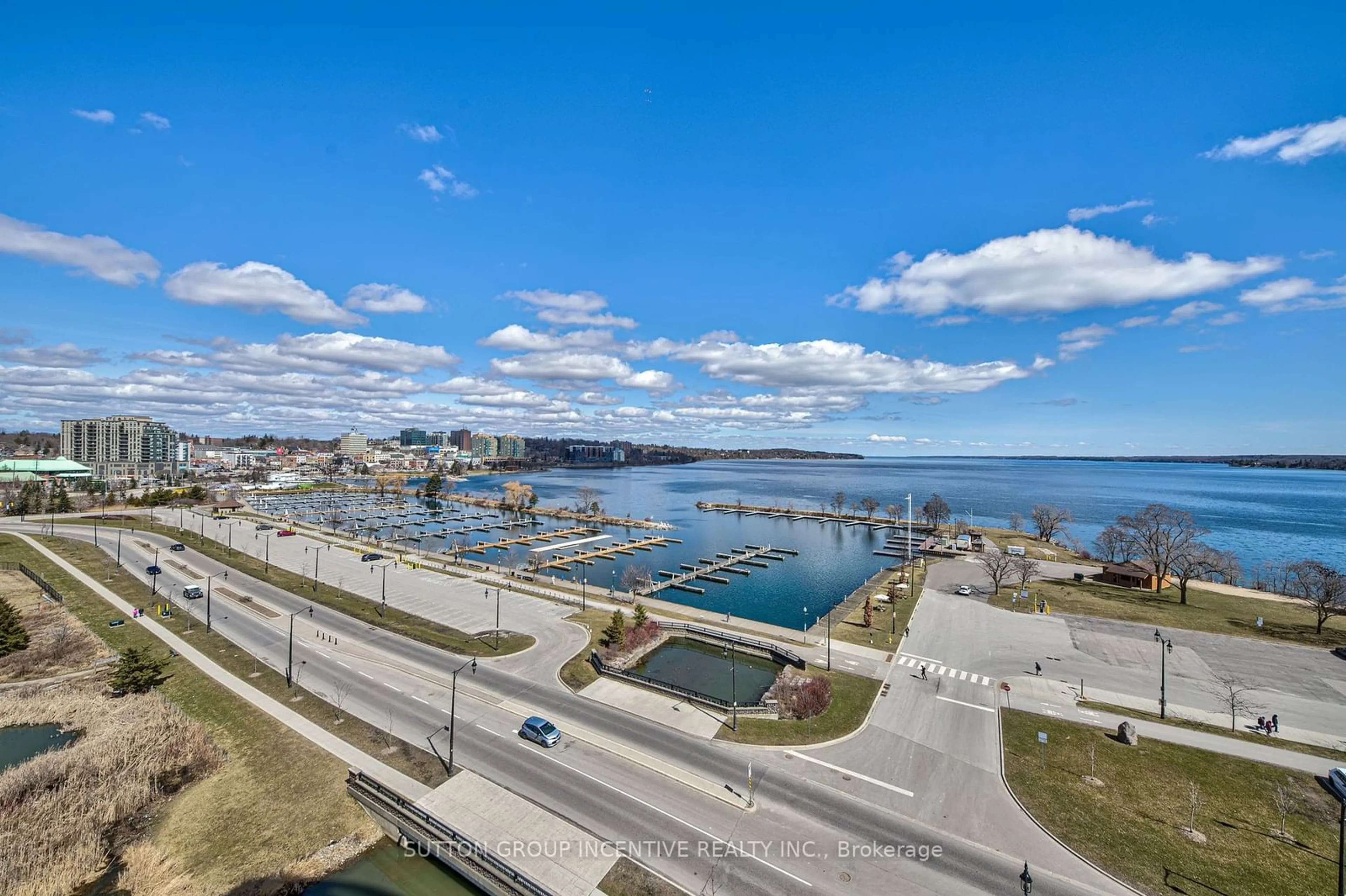 A pic from outside/outdoor area/front of a property/back of a property/a pic from drone, water/lake/river/ocean view for 37 Ellen St #505, Barrie Ontario L4N 4G2