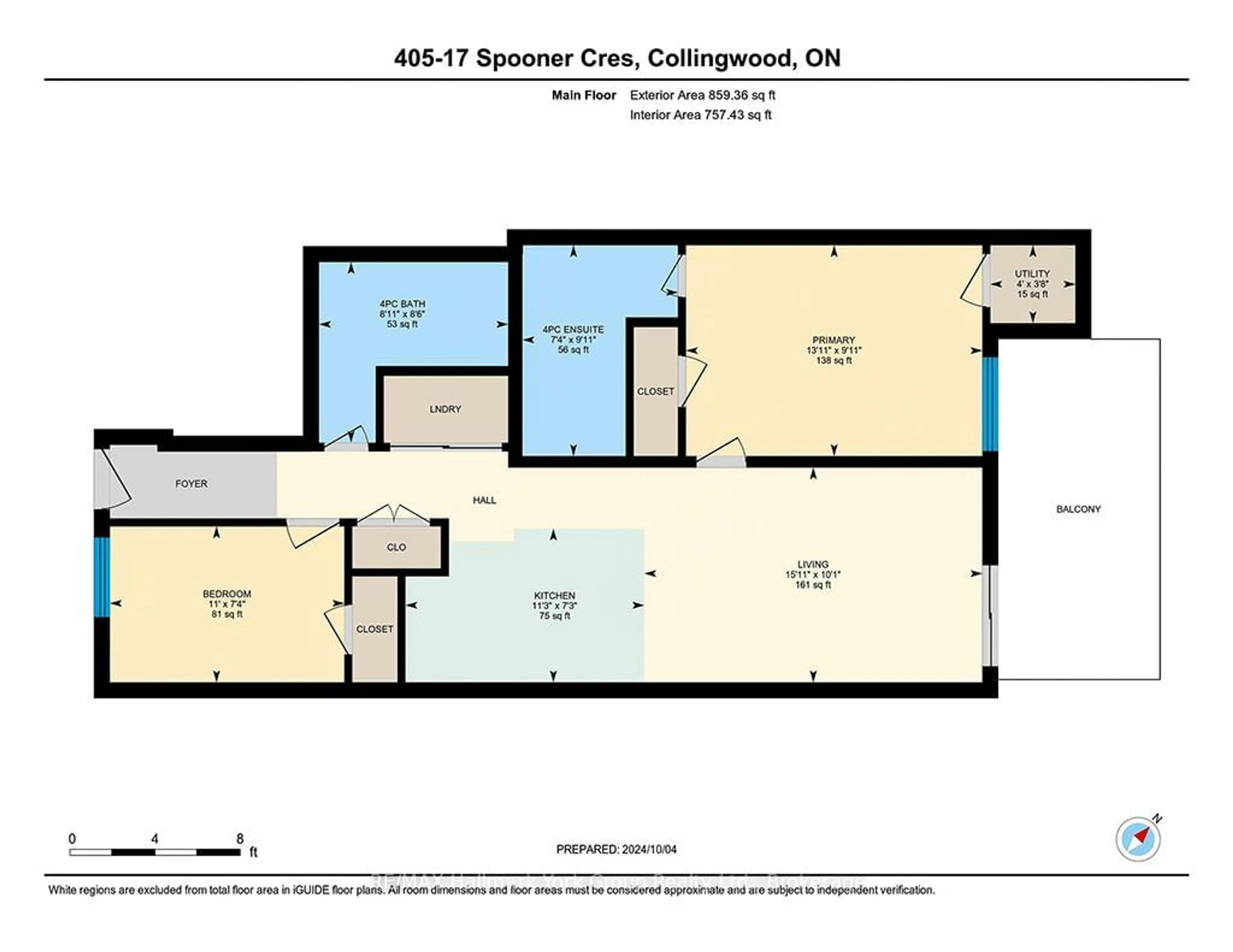 Floor plan for 17 Spooner Cres #405, Collingwood Ontario L9Y 1T3