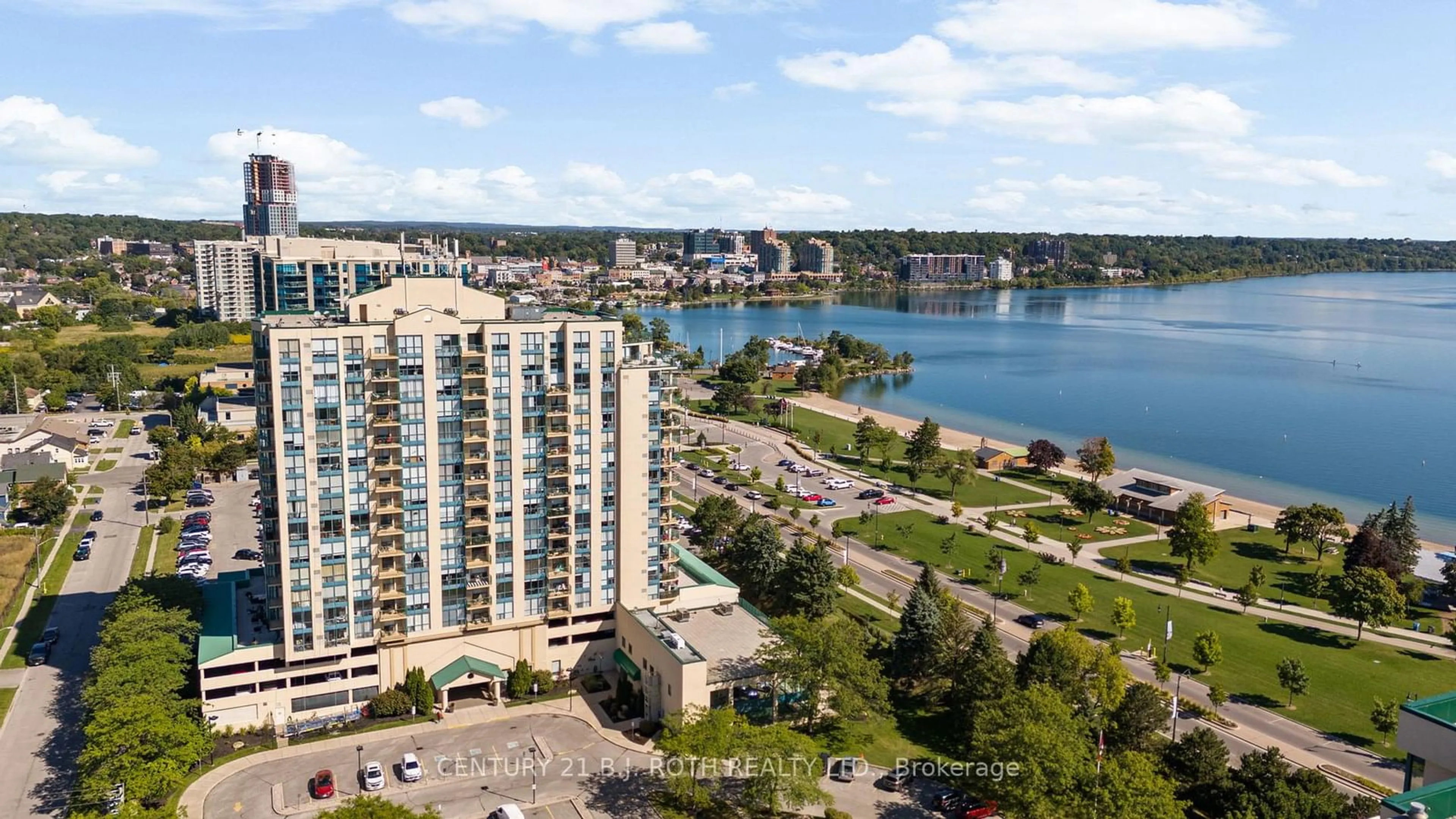 A pic from outside/outdoor area/front of a property/back of a property/a pic from drone, water/lake/river/ocean view for 65 ELLEN St #808, Barrie Ontario L4N 3A5