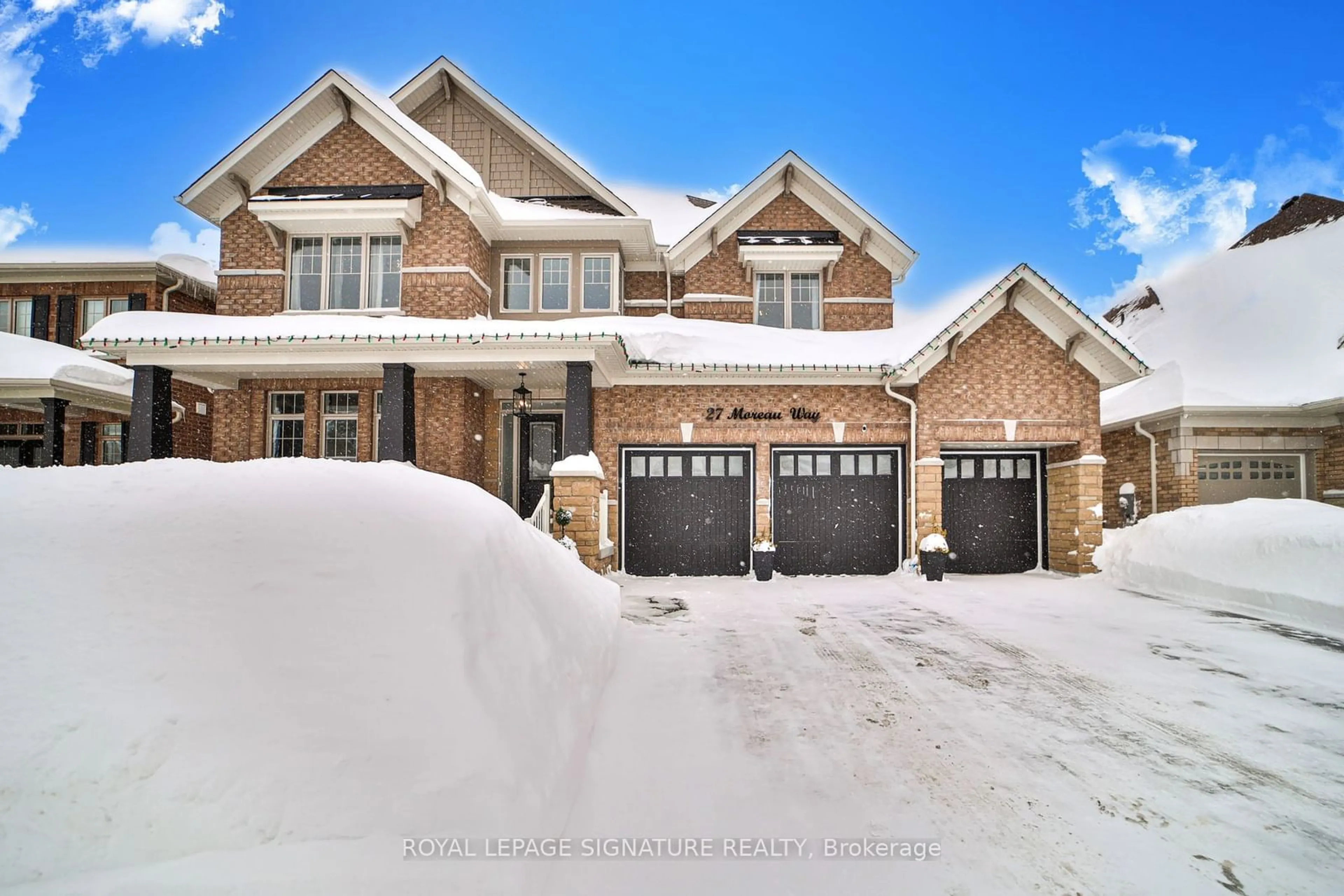 Home with brick exterior material, street for 27 Moreau Way, Springwater Ontario L9X 0S6