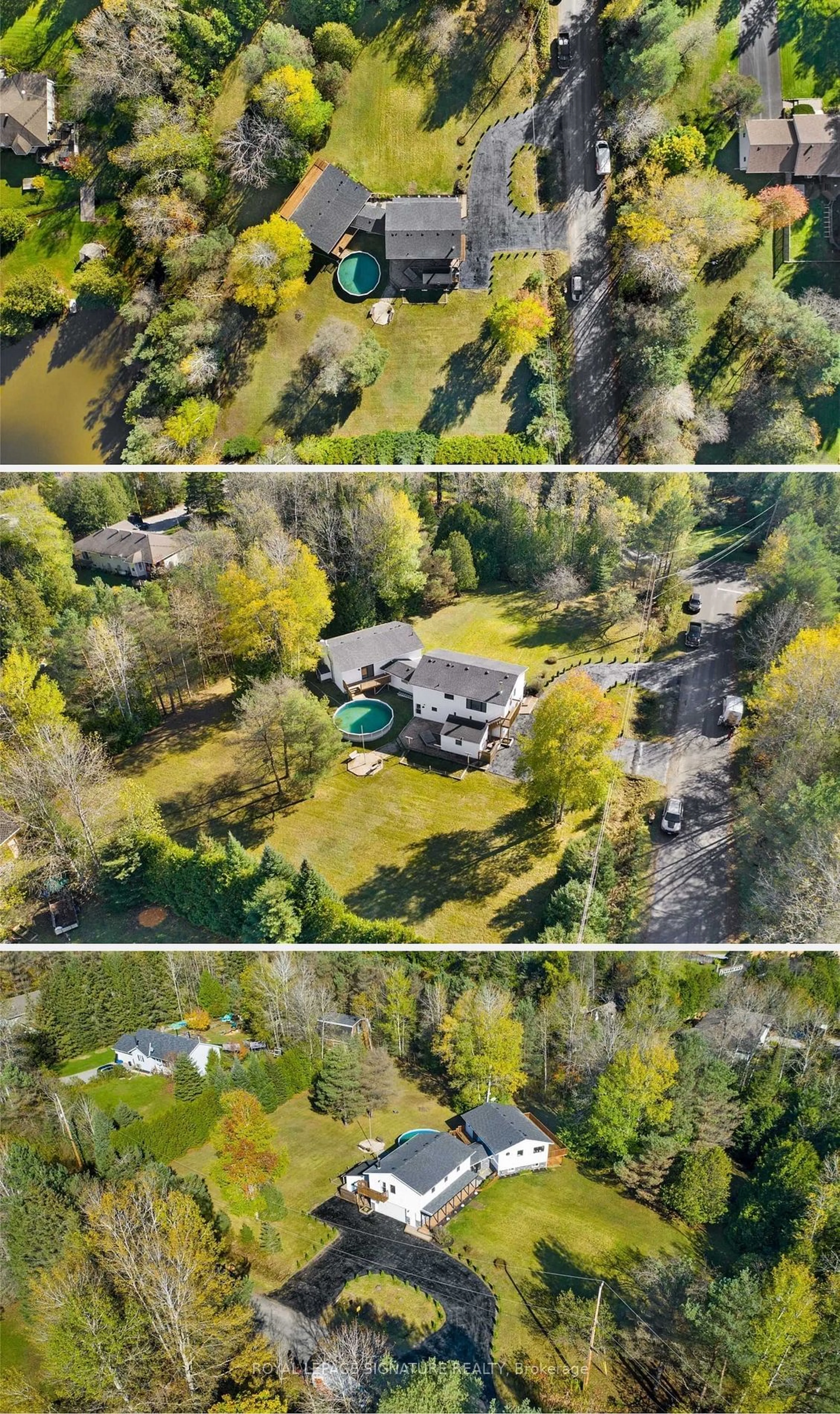 A pic from outside/outdoor area/front of a property/back of a property/a pic from drone, water/lake/river/ocean view for 20 HILLVIEW Cres, Springwater Ontario L0L 1X0