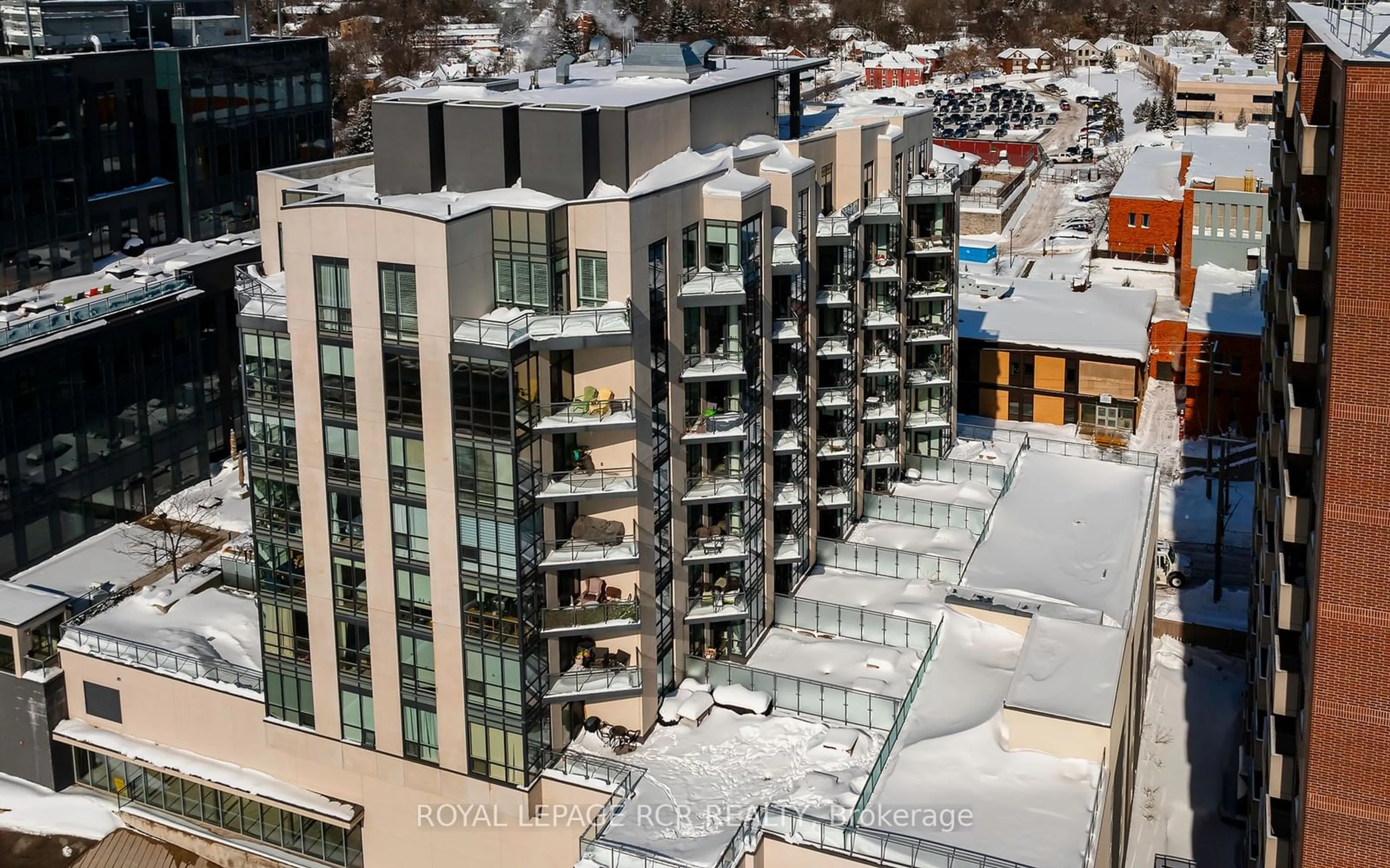 A pic from outside/outdoor area/front of a property/back of a property/a pic from drone, city buildings view from balcony for 111 Worsley St #307, Barrie Ontario L4M 0J5