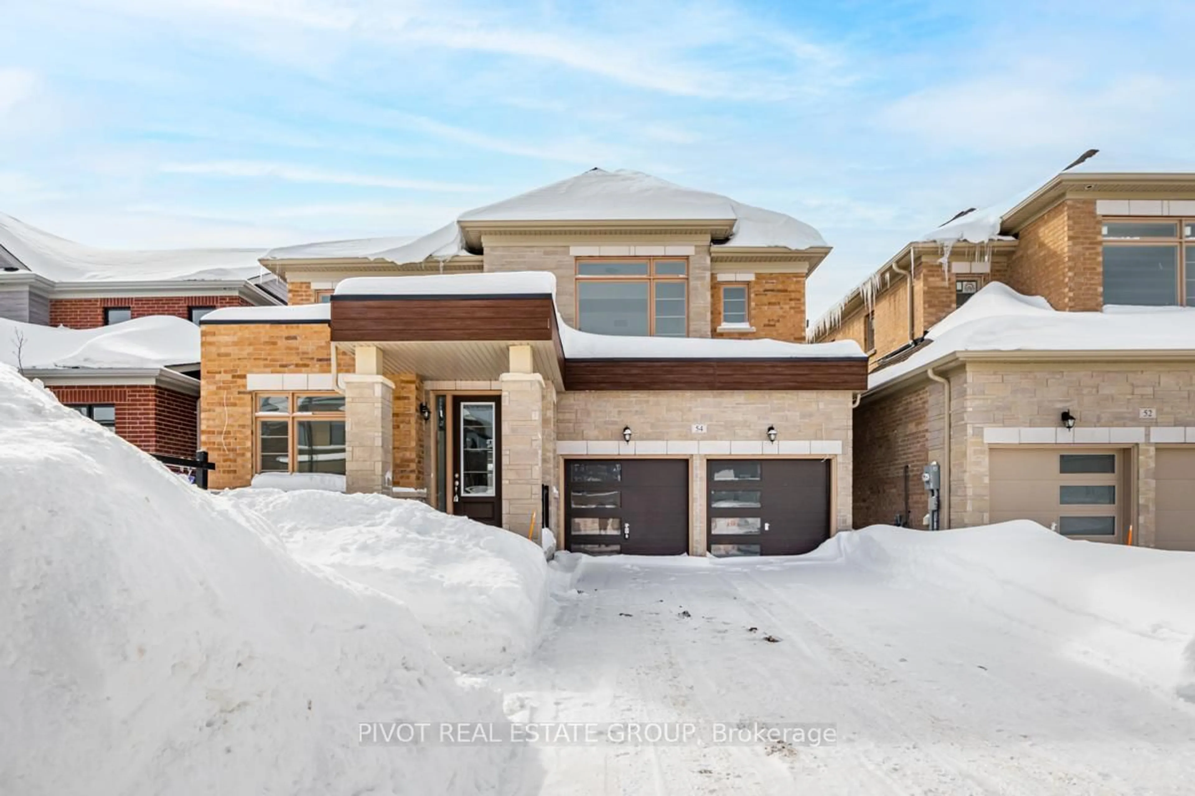 Home with brick exterior material, street for 54 Calypso Ave, Springwater Ontario L9X 2C7