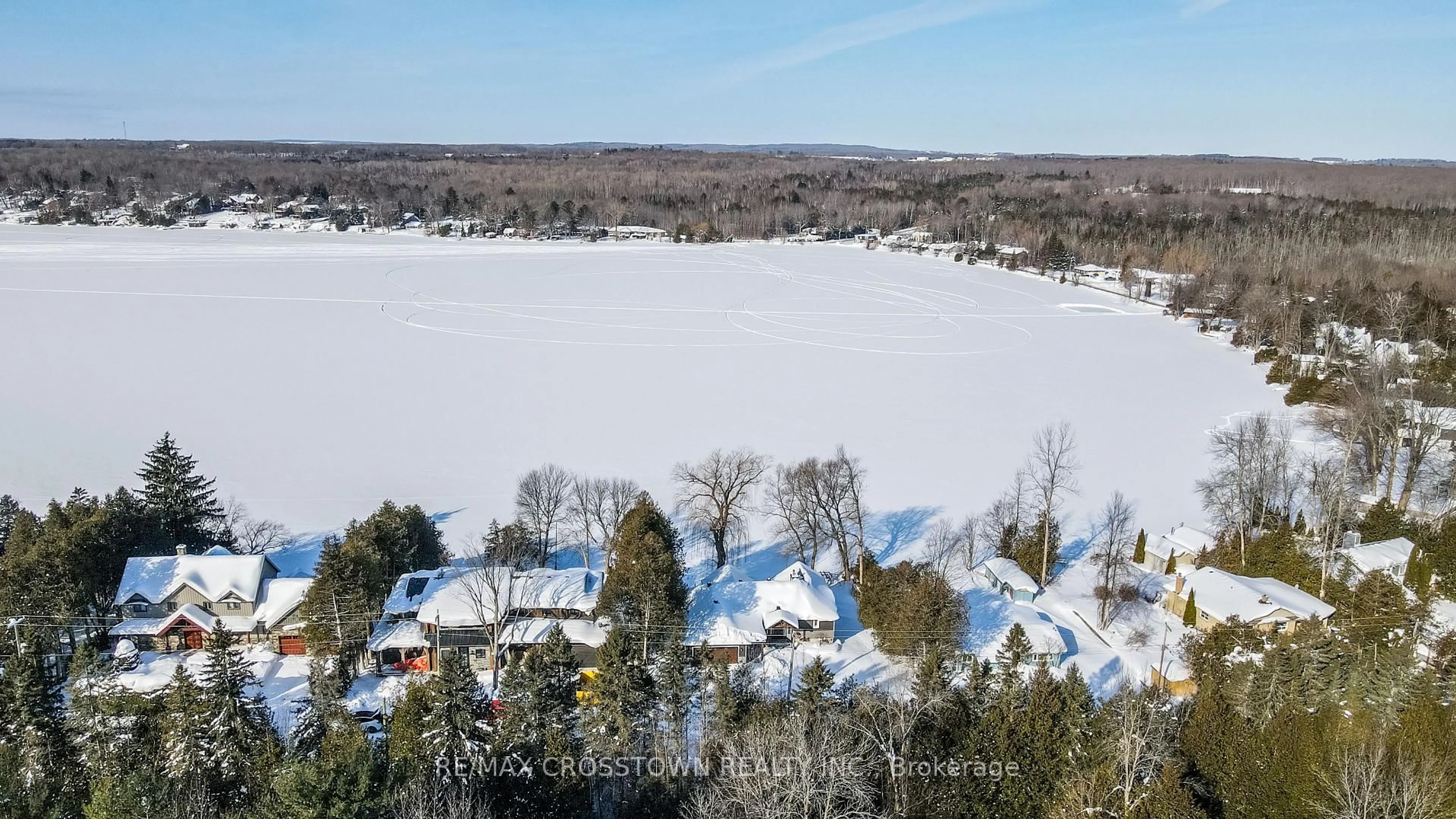A pic from outside/outdoor area/front of a property/back of a property/a pic from drone, water/lake/river/ocean view for 241 Eight Mile Point Rd, Oro-Medonte Ontario L3V 6H1