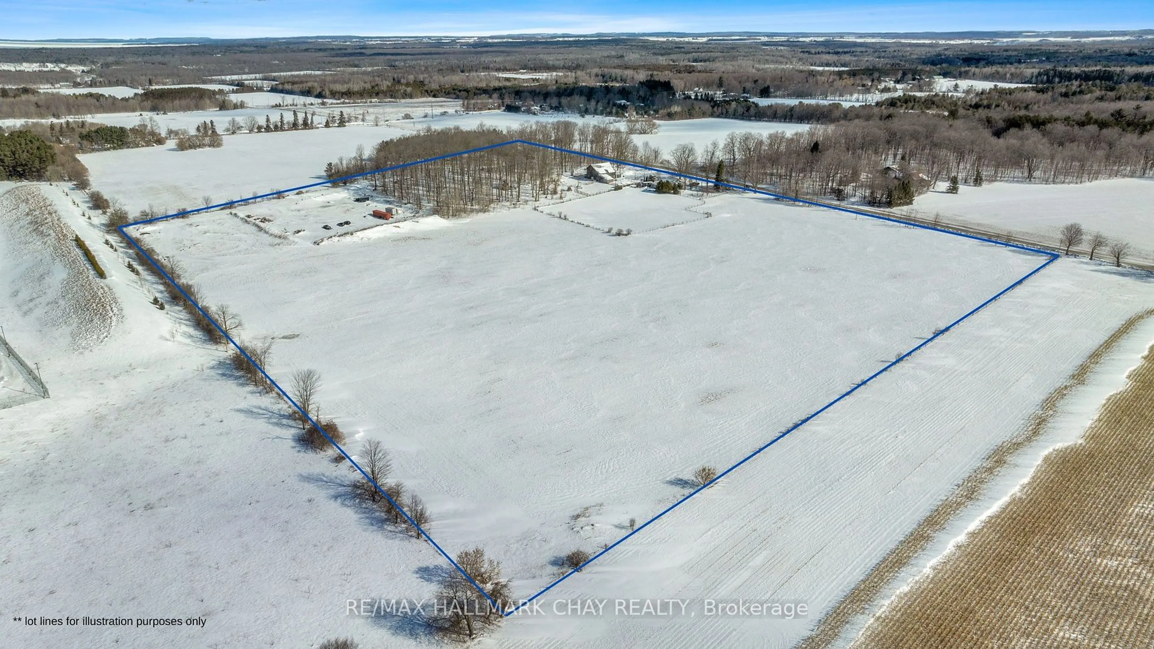 A pic from outside/outdoor area/front of a property/back of a property/a pic from drone, water/lake/river/ocean view for 1424 Klondike Park Rd, Clearview Ontario L0M 1S0