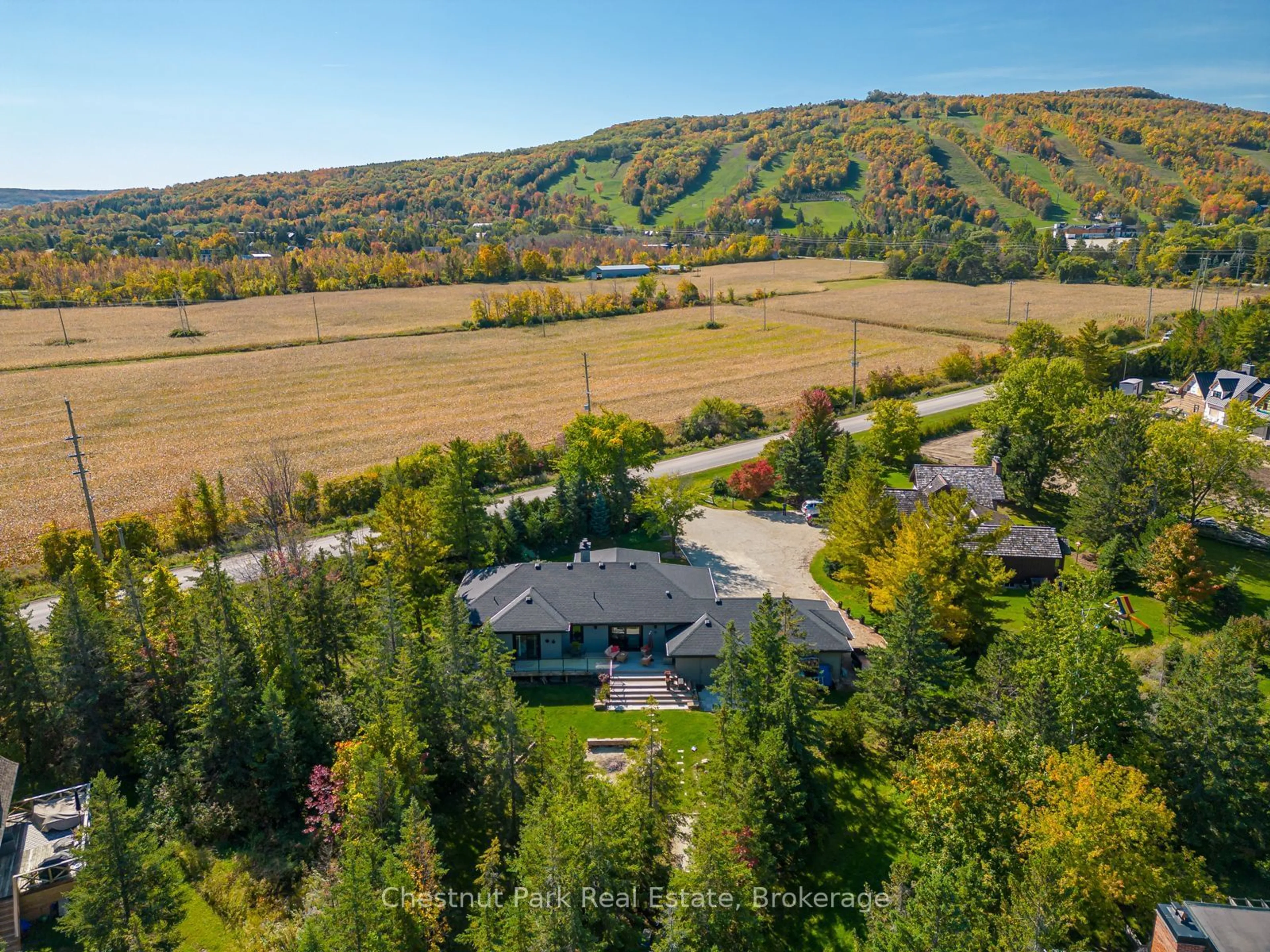 A pic from outside/outdoor area/front of a property/back of a property/a pic from drone, mountain view for 8610 Poplar Sdrd, Clearview Ontario L9Y 3Y9