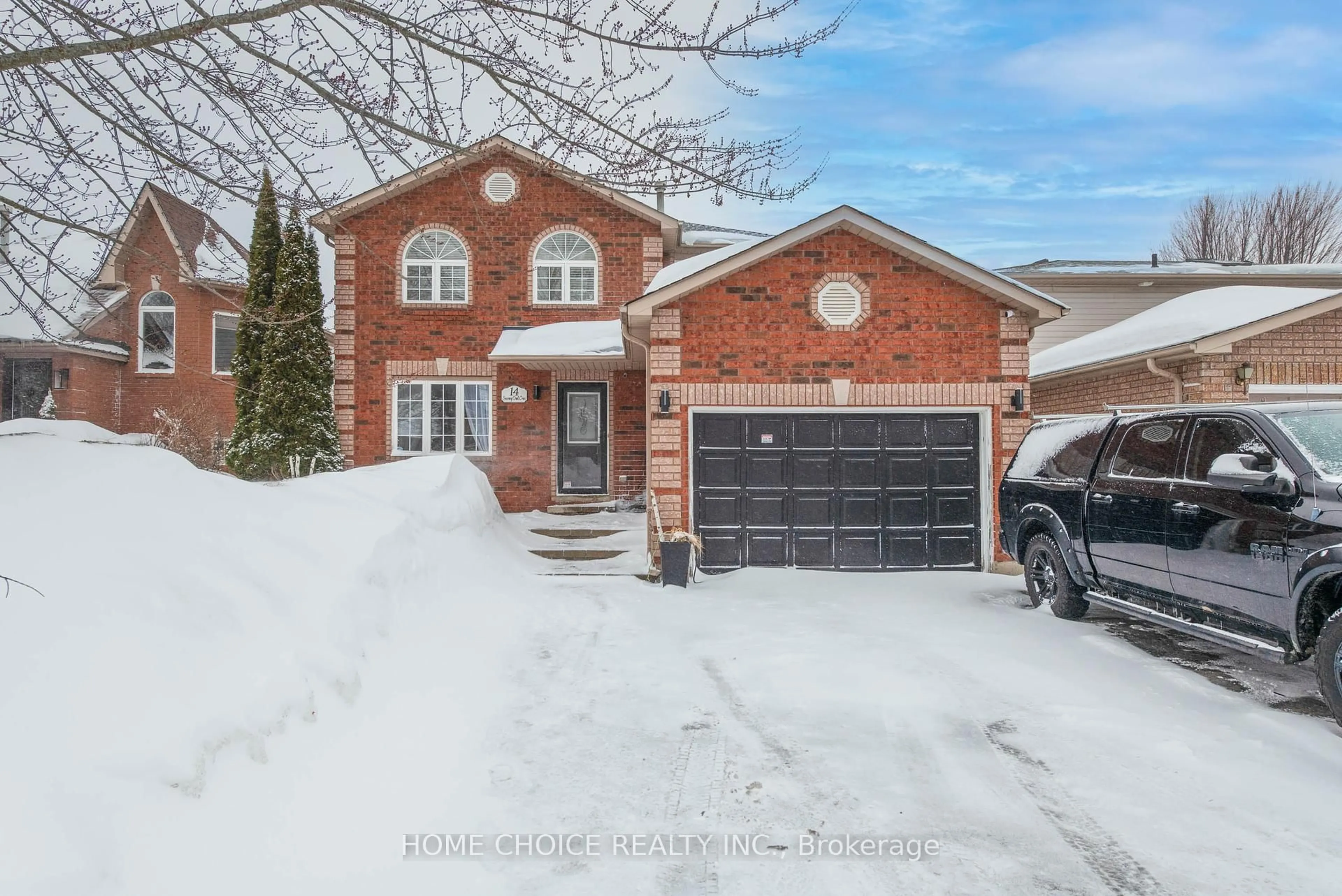 Home with brick exterior material, street for 14 Snowy Owl Cres, Barrie Ontario L4M 6P4