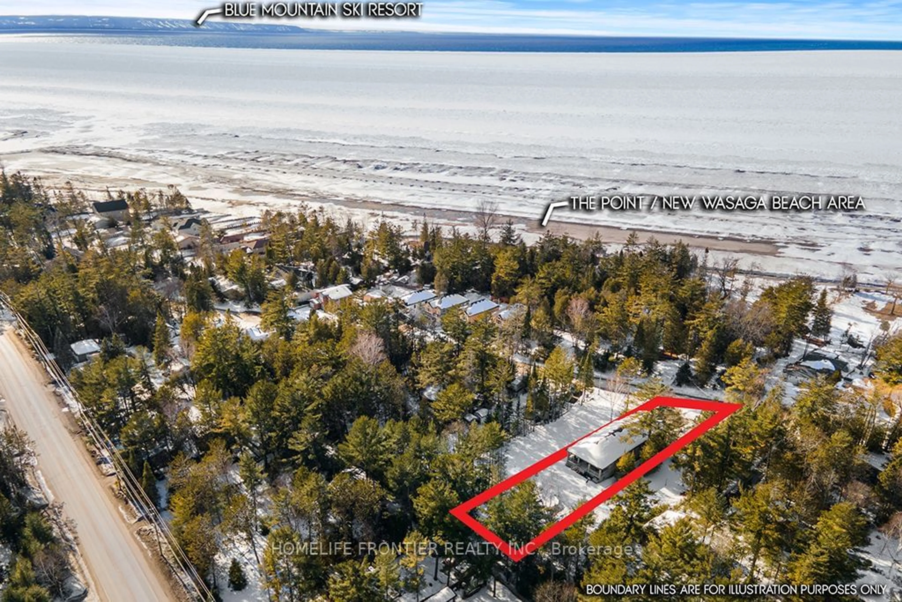 A pic from outside/outdoor area/front of a property/back of a property/a pic from drone, water/lake/river/ocean view for 55 Homewood Ave, Wasaga Beach Ontario L9Z 2M2