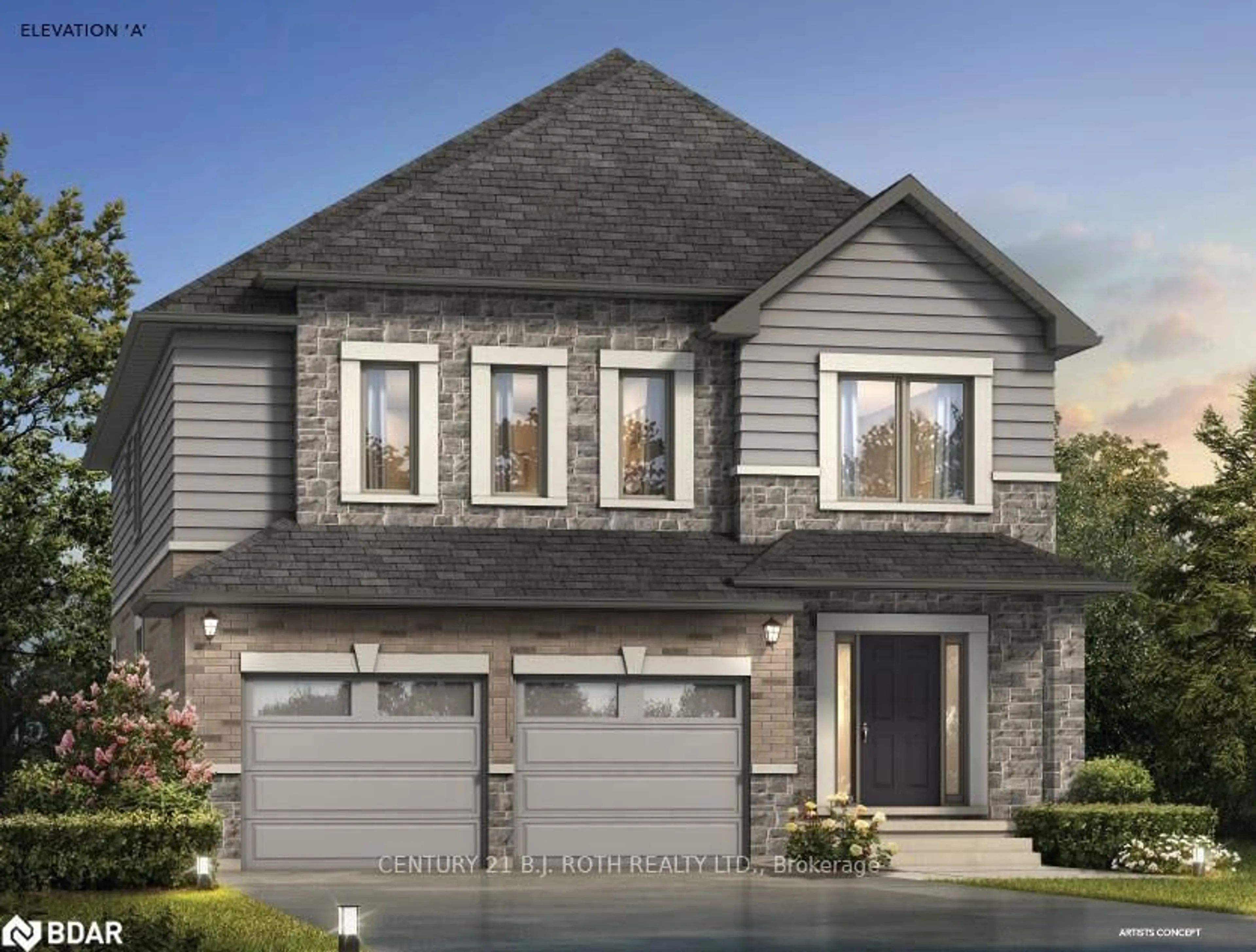 Home with brick exterior material, street for Lot 43 Orion Blvd, Orillia Ontario L3V 6H2