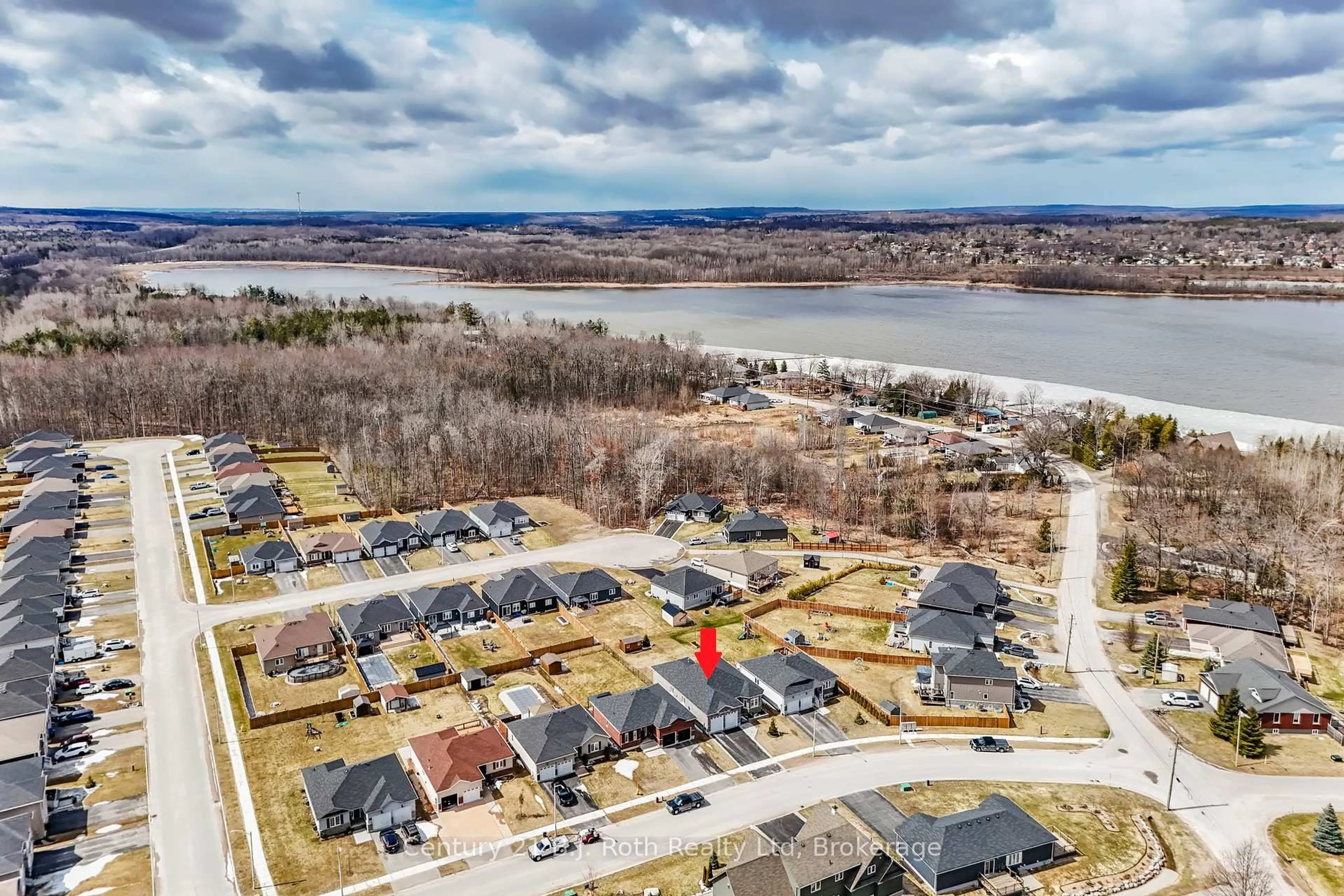 A pic from outside/outdoor area/front of a property/back of a property/a pic from drone, water/lake/river/ocean view for 4 Charlie Rawson Blvd, Tay Ontario L0K 2A0