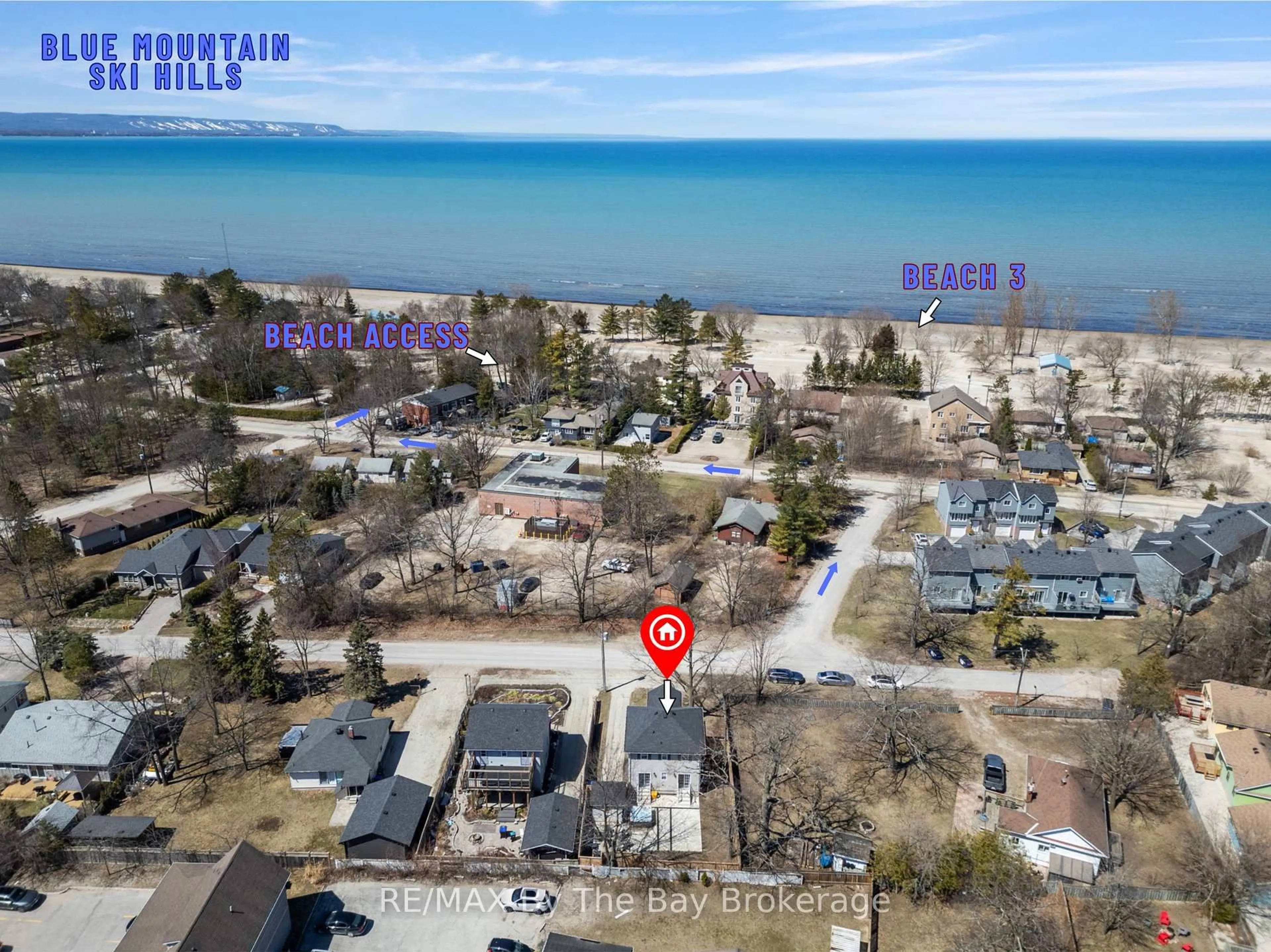 A pic from outside/outdoor area/front of a property/back of a property/a pic from drone, water/lake/river/ocean view for 15 Baker St, Wasaga Beach Ontario L9Z 2G8
