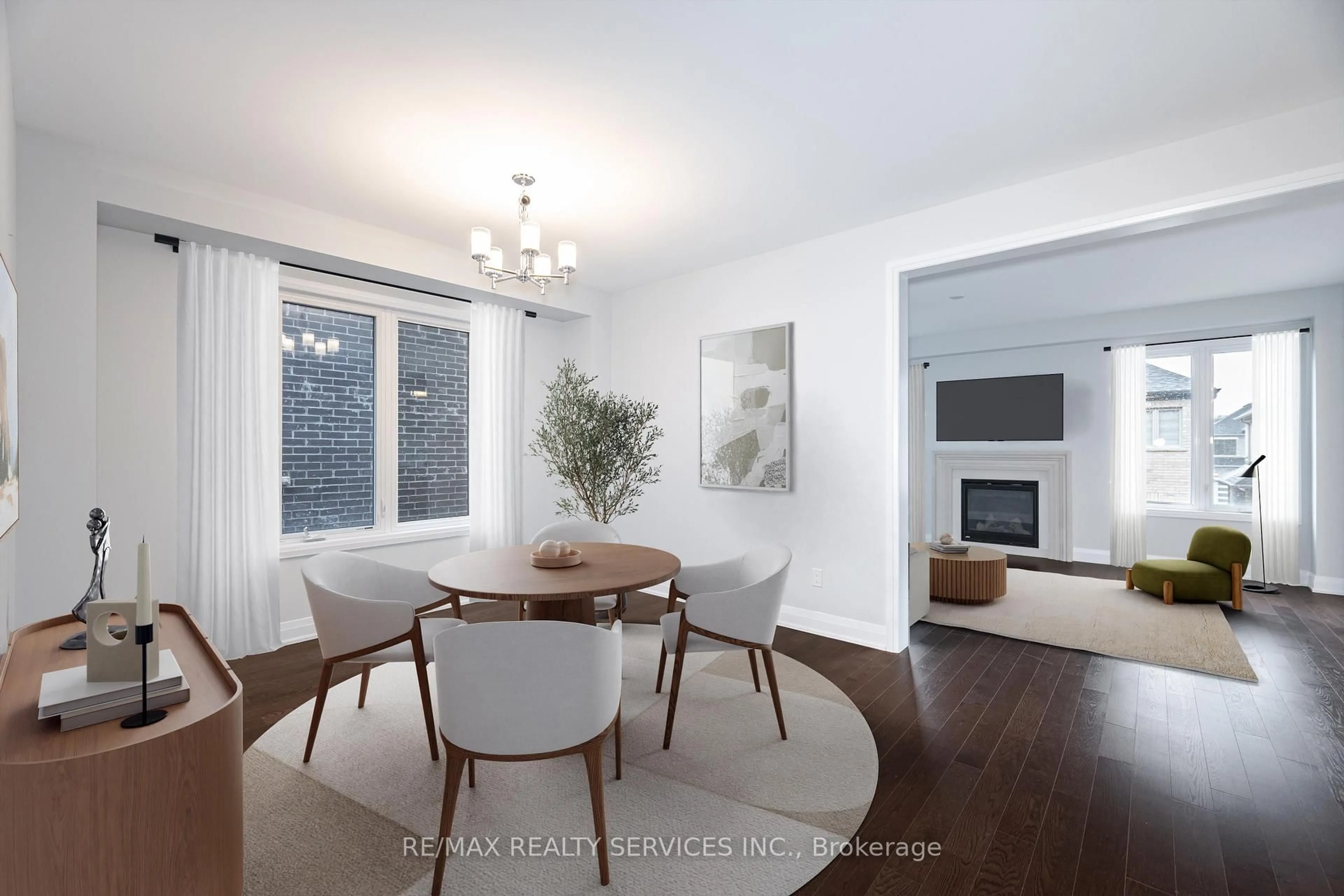 Dining room, wood/laminate floor for 8 Sweet Cecily St, Springwater Ontario L9X 2C7